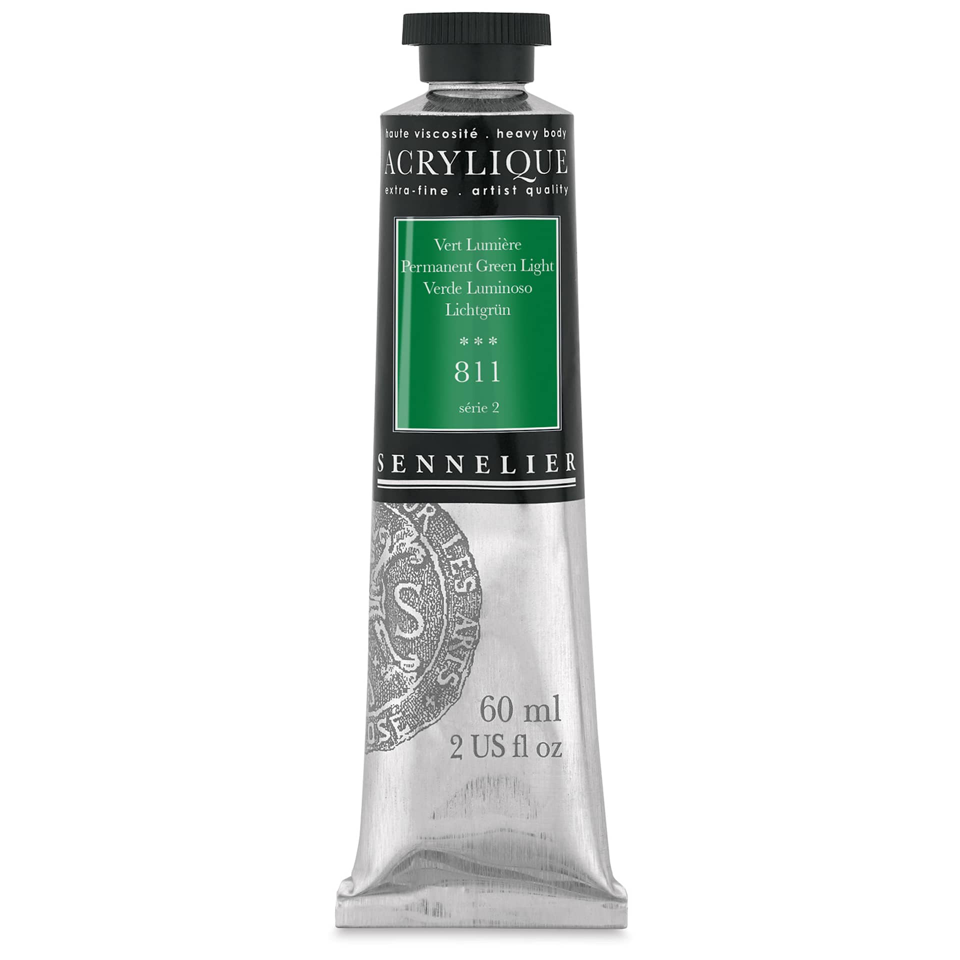 Sennelier Extra-Fine Artist Acryliques - Permanent Green Light, 60 ml tube