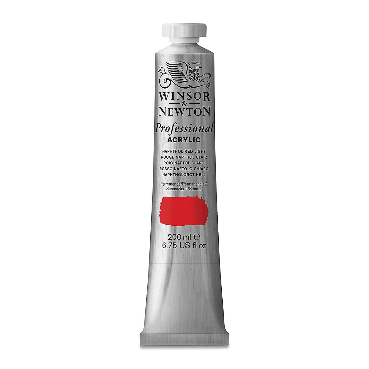 Winsor & Newton Professional Acrylics - Naphthol Red Light, 200 ml tube