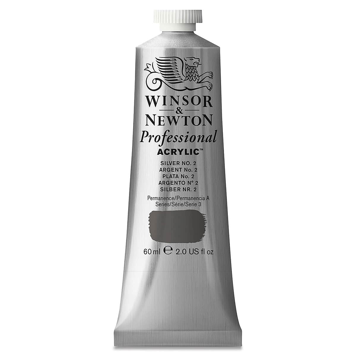 Winsor & Newton Professional Acrylics - Silver No.2, 60 ml tube