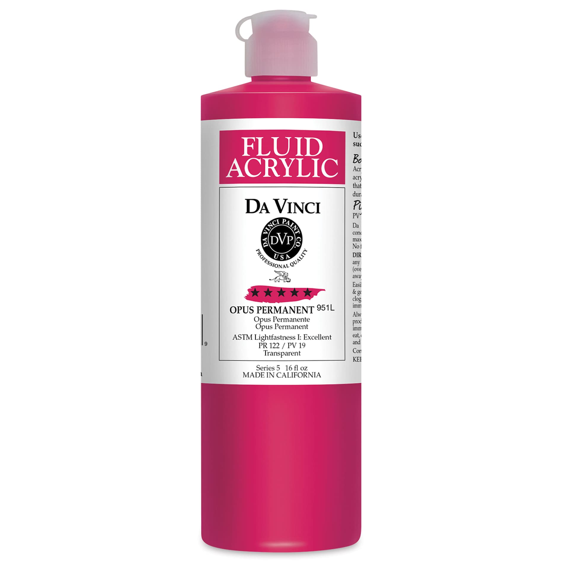 Da Vinci Fluid Acrylics - Opus Permanent, 16 oz bottle