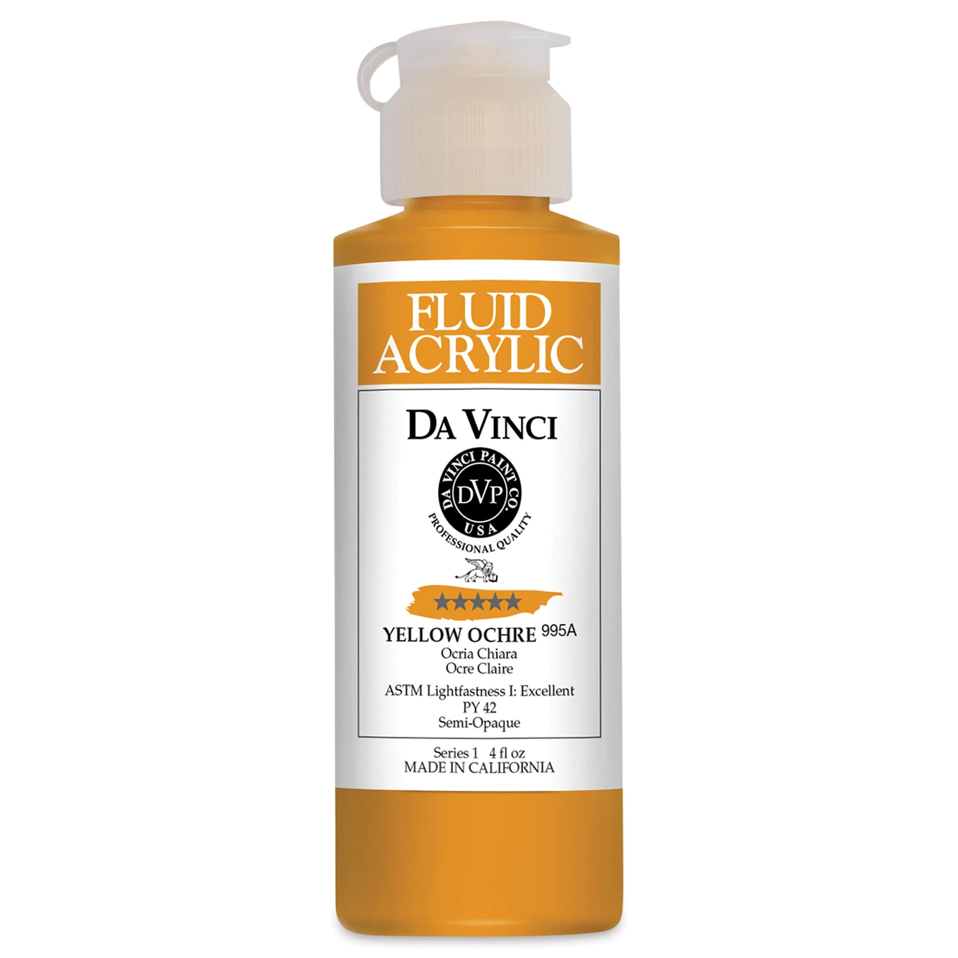 Da Vinci Fluid Acrylics - Yellow Ochre, 4 oz bottle