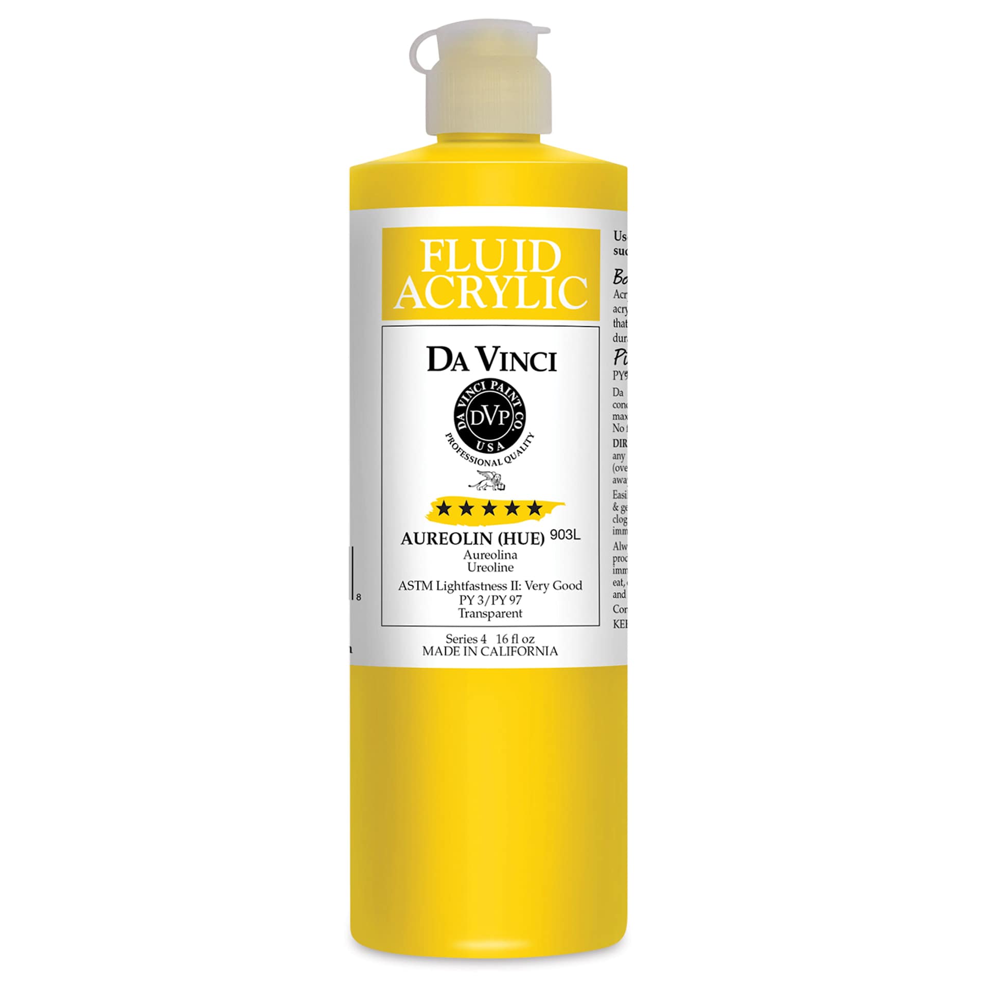 Da Vinci Fluid Acrylics - Aureolin Hue, 16 oz bottle