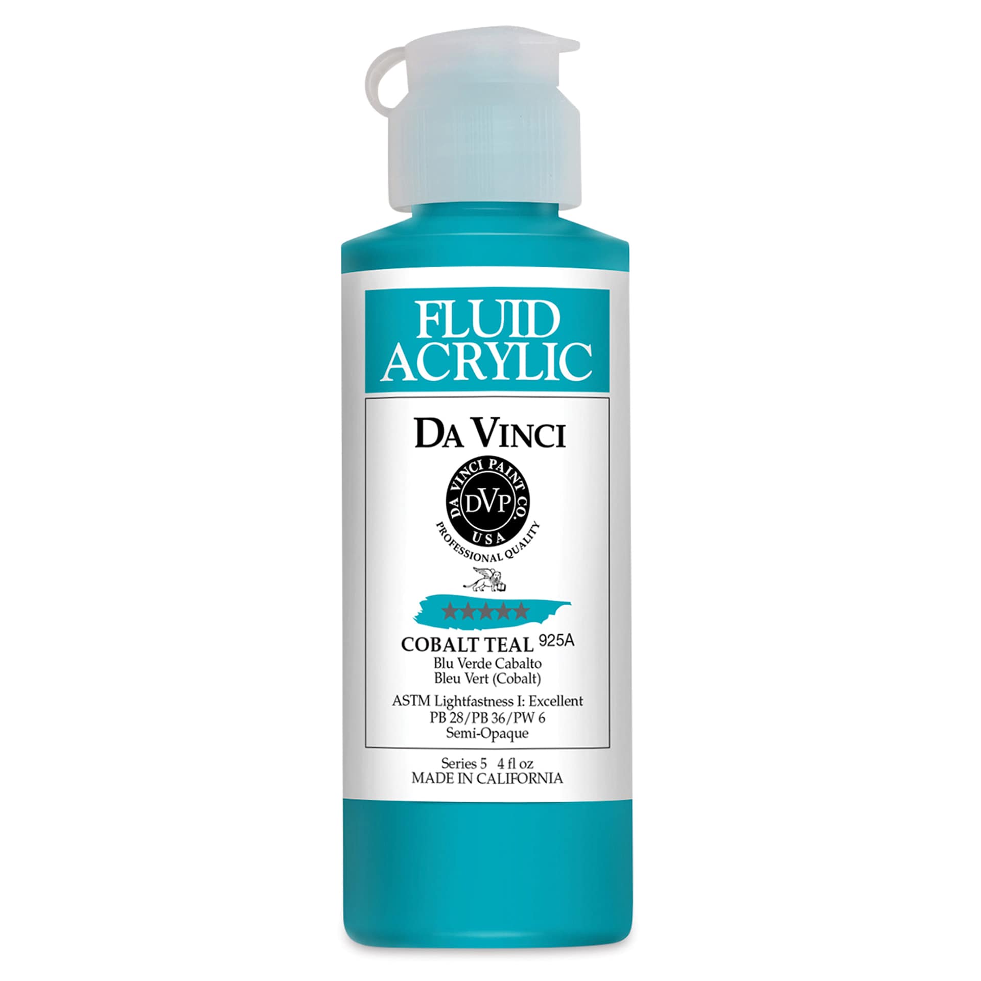 Da Vinci Fluid Acrylics - Cobalt Teal, 4 oz bottle