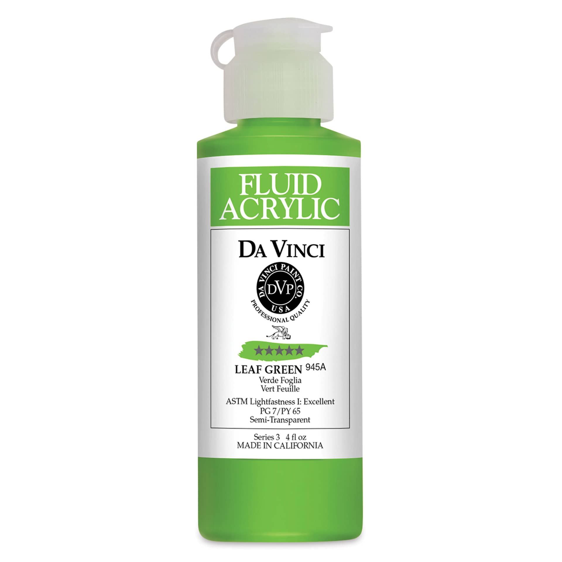 Da Vinci Fluid Acrylics - Leaf Green, 4 oz bottle
