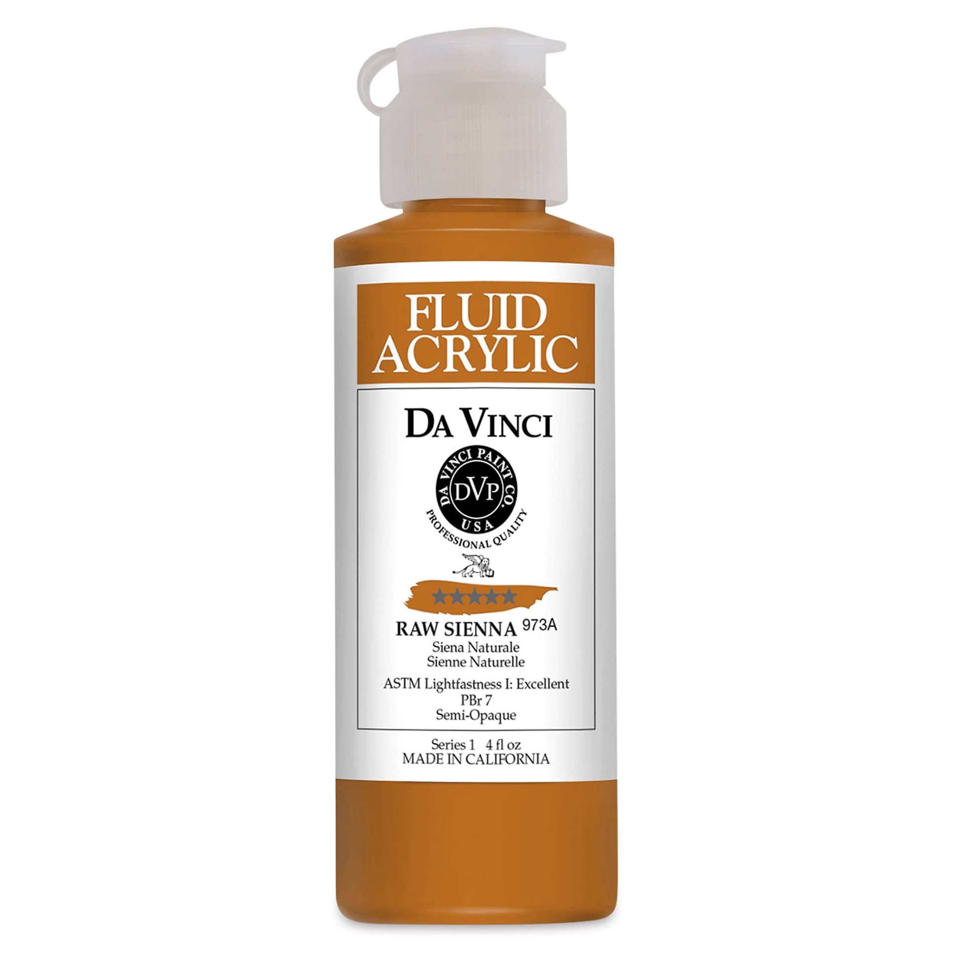 Da Vinci Fluid Acrylics - Raw Sienna, 4 oz bottle