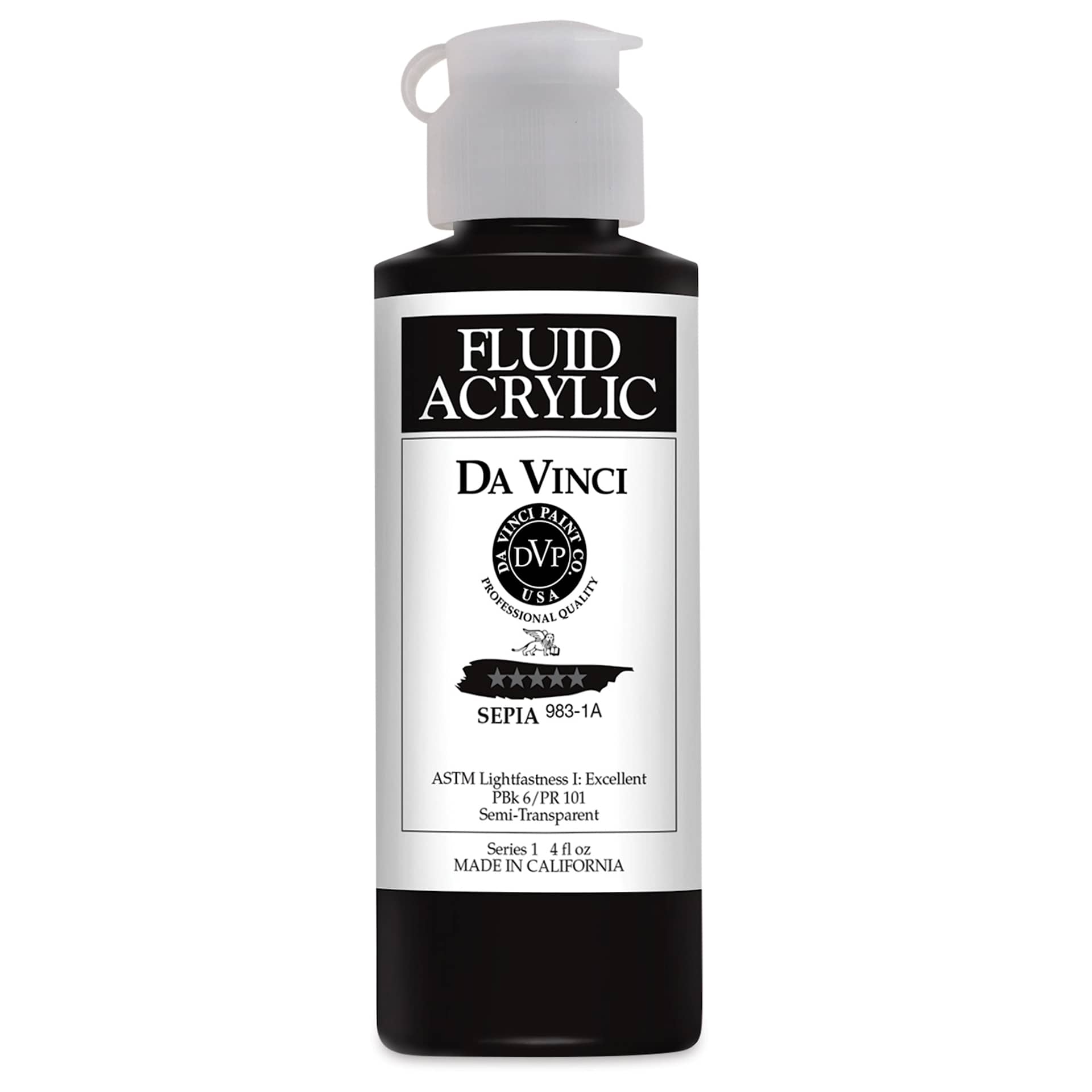 Da Vinci Fluid Acrylics - Sepia, 4 oz bottle