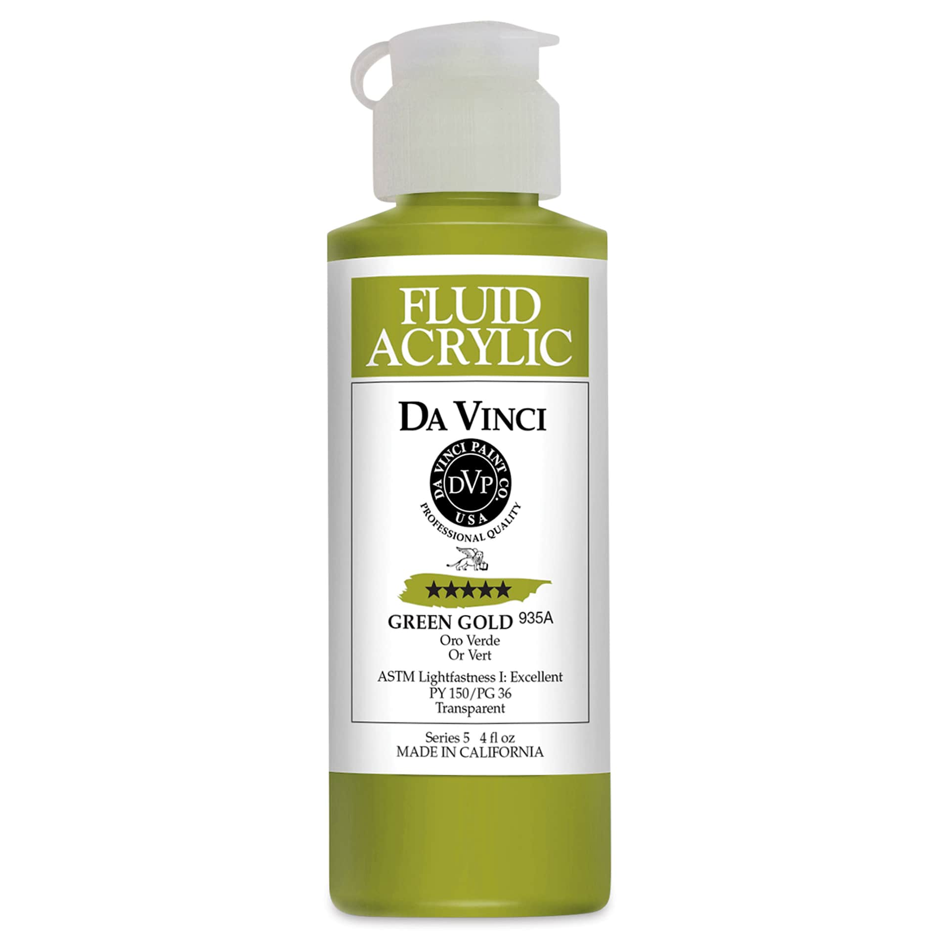 Da Vinci Fluid Acrylics - Green Gold, 4 oz bottle