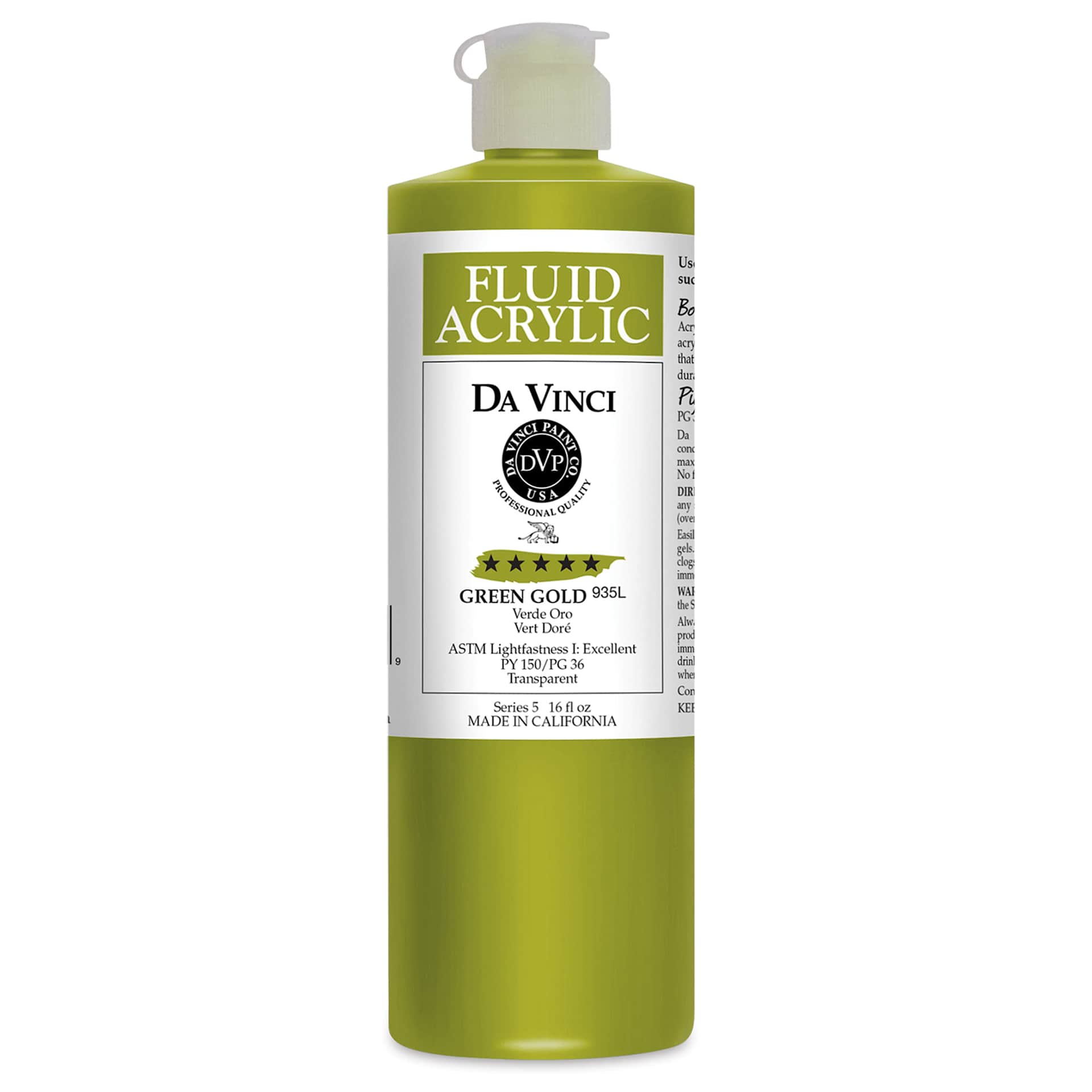 Da Vinci Fluid Acrylics - Green Gold, 16 oz bottle