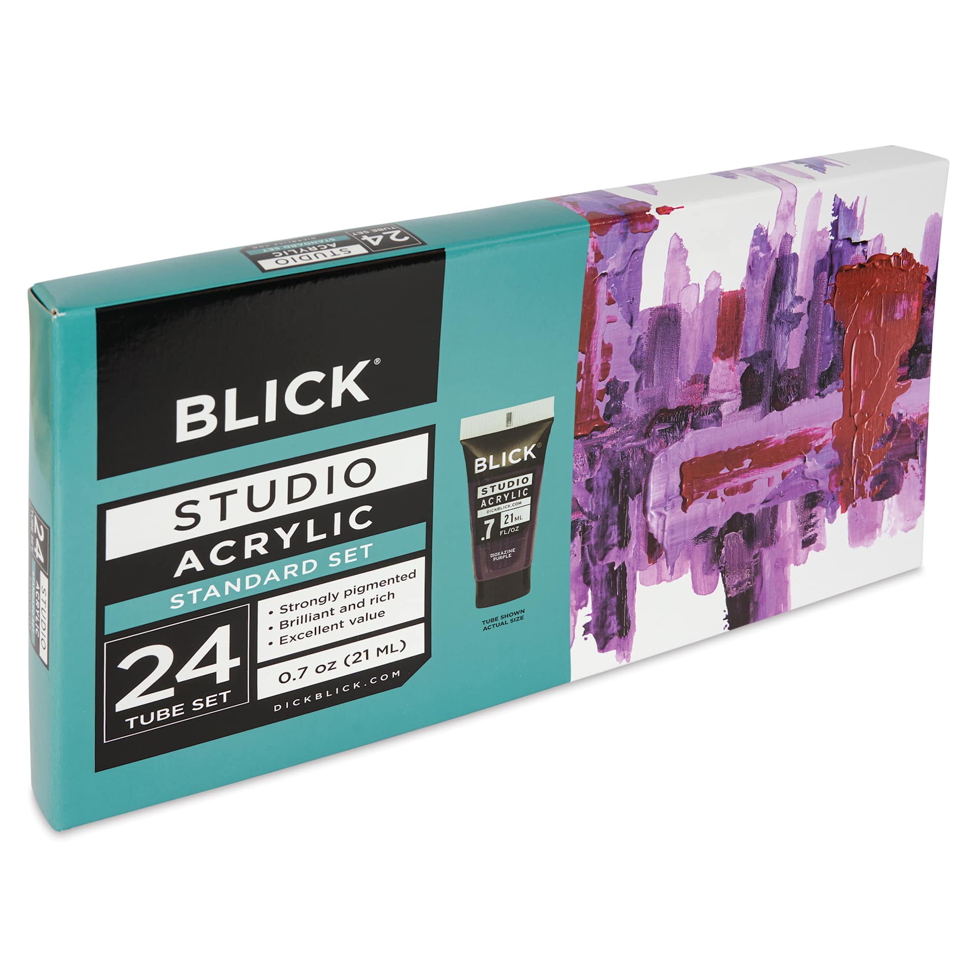 Blick Studio Acrylics - Set of 24 colors, 21 ml tubes, front of packaging