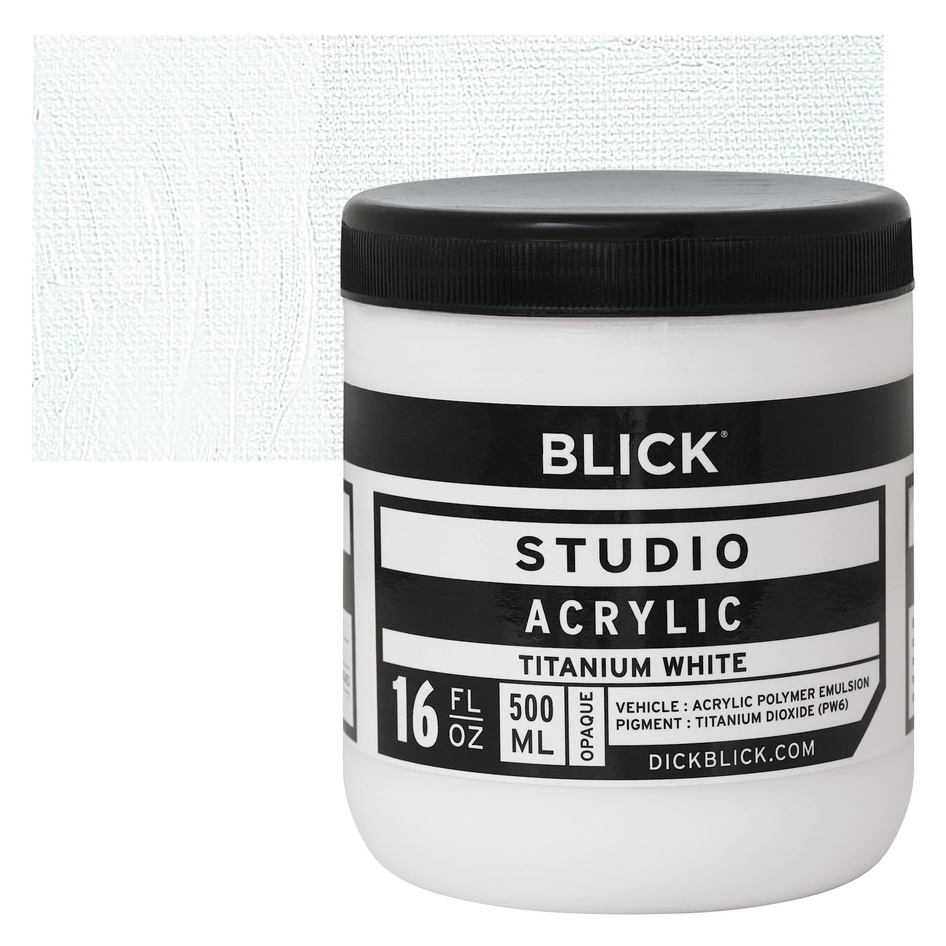 Blick Studio Acrylic Paint - Titanium White, 16 oz jar and swatch