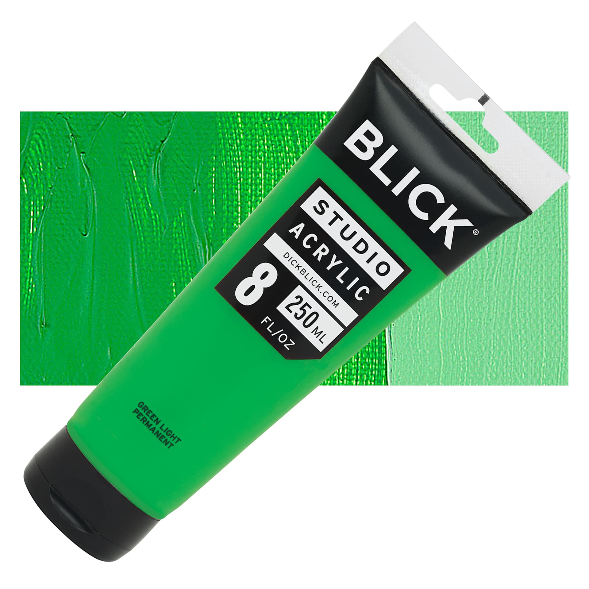 Blick Studio Acrylic Paint - Green Light Permanent, 8 oz tube and swatch