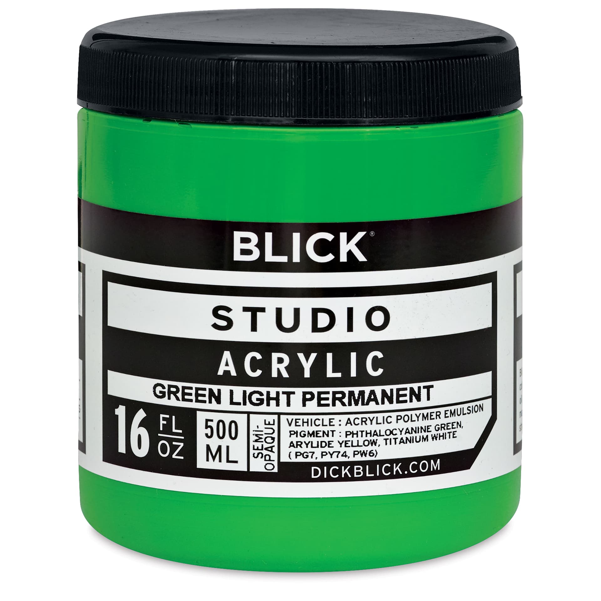 Blick Studio Acrylics - Green Light Permanent,  16 oz jar