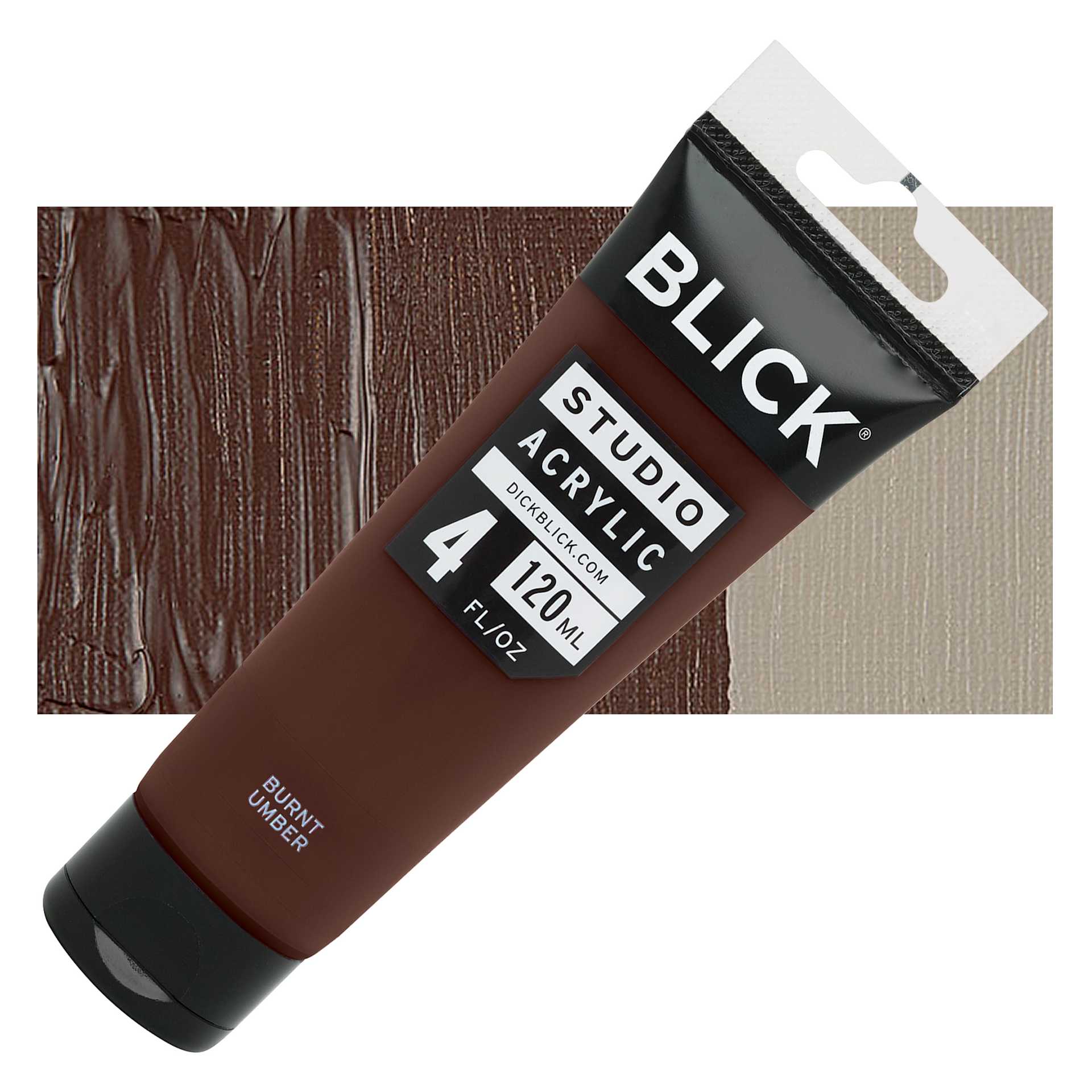 Blick Studio Acrylic Paint - Burnt Umber, 4 oz tube and swatch Blick Studio Acrylic Paint - Burnt Umber, 4 oz tube and swatch