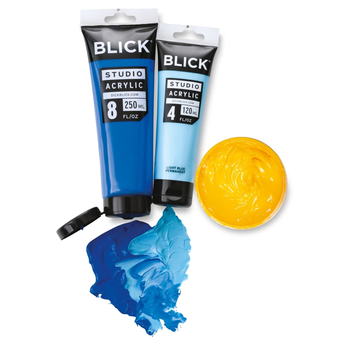 Blick Studio Acrylic Paints and Sets, open tubes and jar