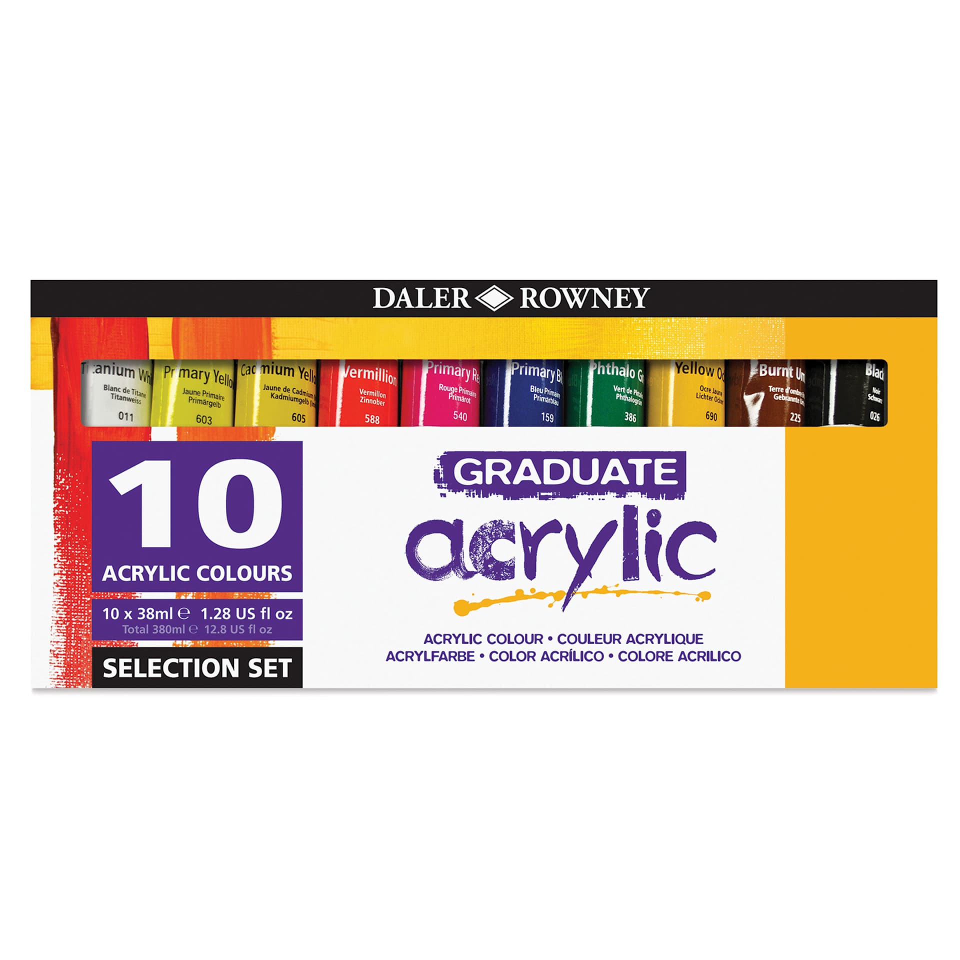 Daler-Rowney Graduate Acrylics - Introductory Set, Set of 10 colors, 38 ml tubes