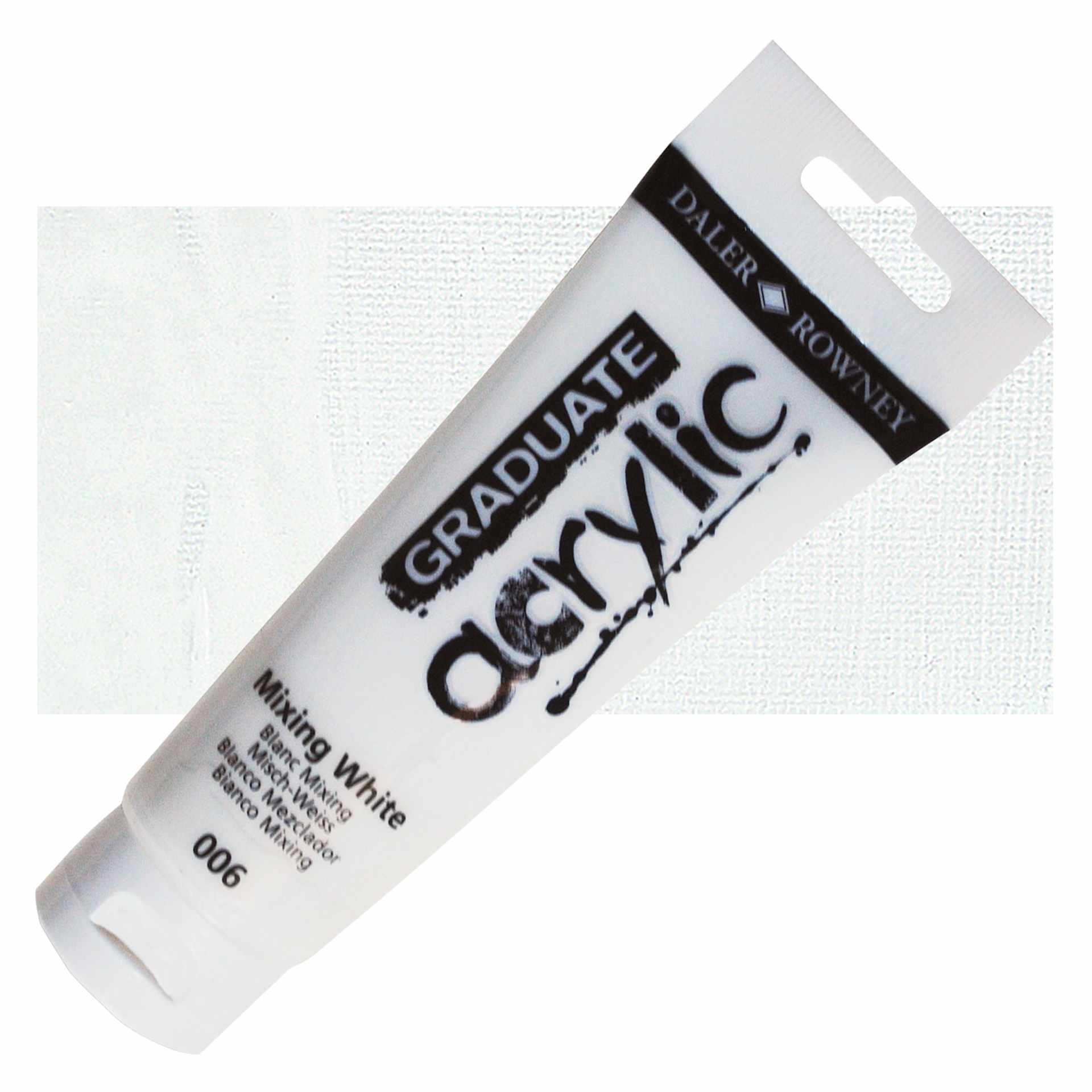 Daler-Rowney Graduate Acrylic Paint - Mixing White, 120 ml tube and swatch