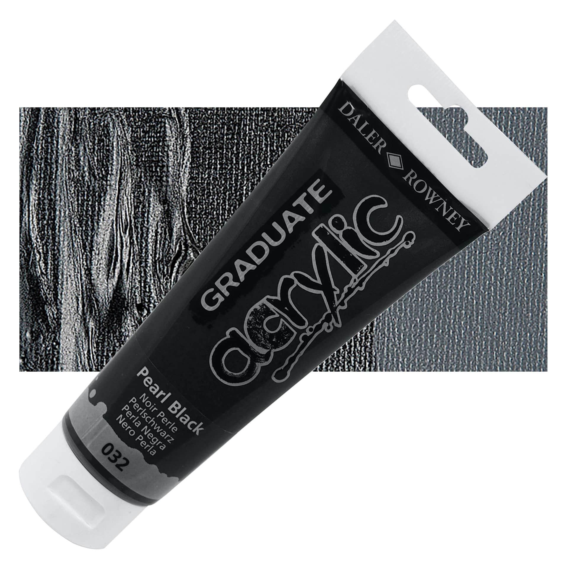 Daler-Rowney Graduate Acrylic Paint - Pearl Black, 120 ml tube and swatch
