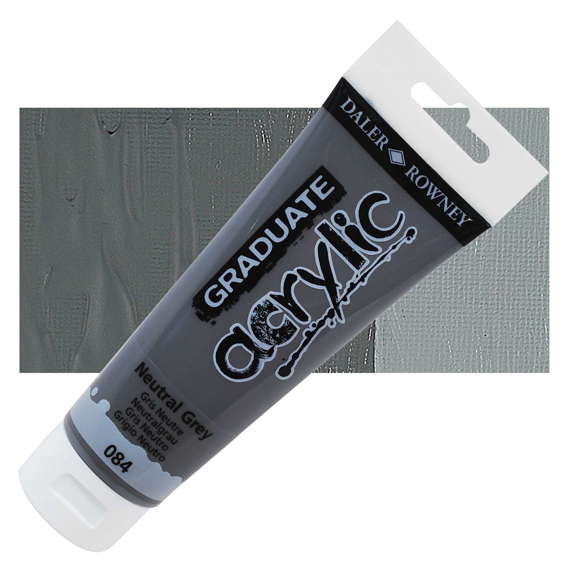 Daler-Rowney Graduate Acrylic Paint - Neutral Gray, 120 ml tube and swatch