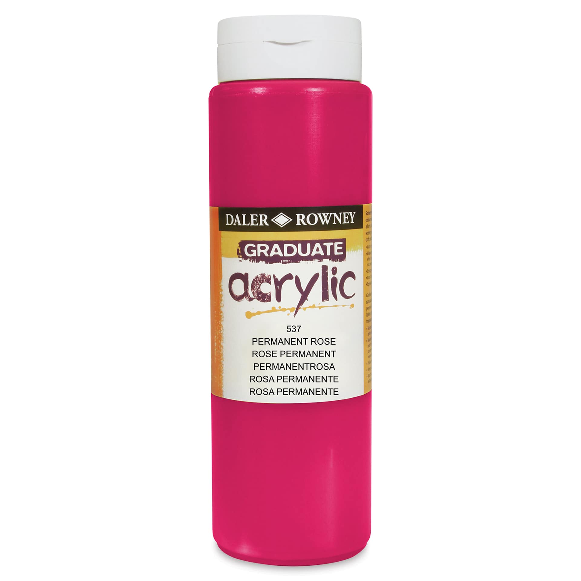 Daler-Rowney Graduate Acrylics - Permanent Rose, 500 ml bottle