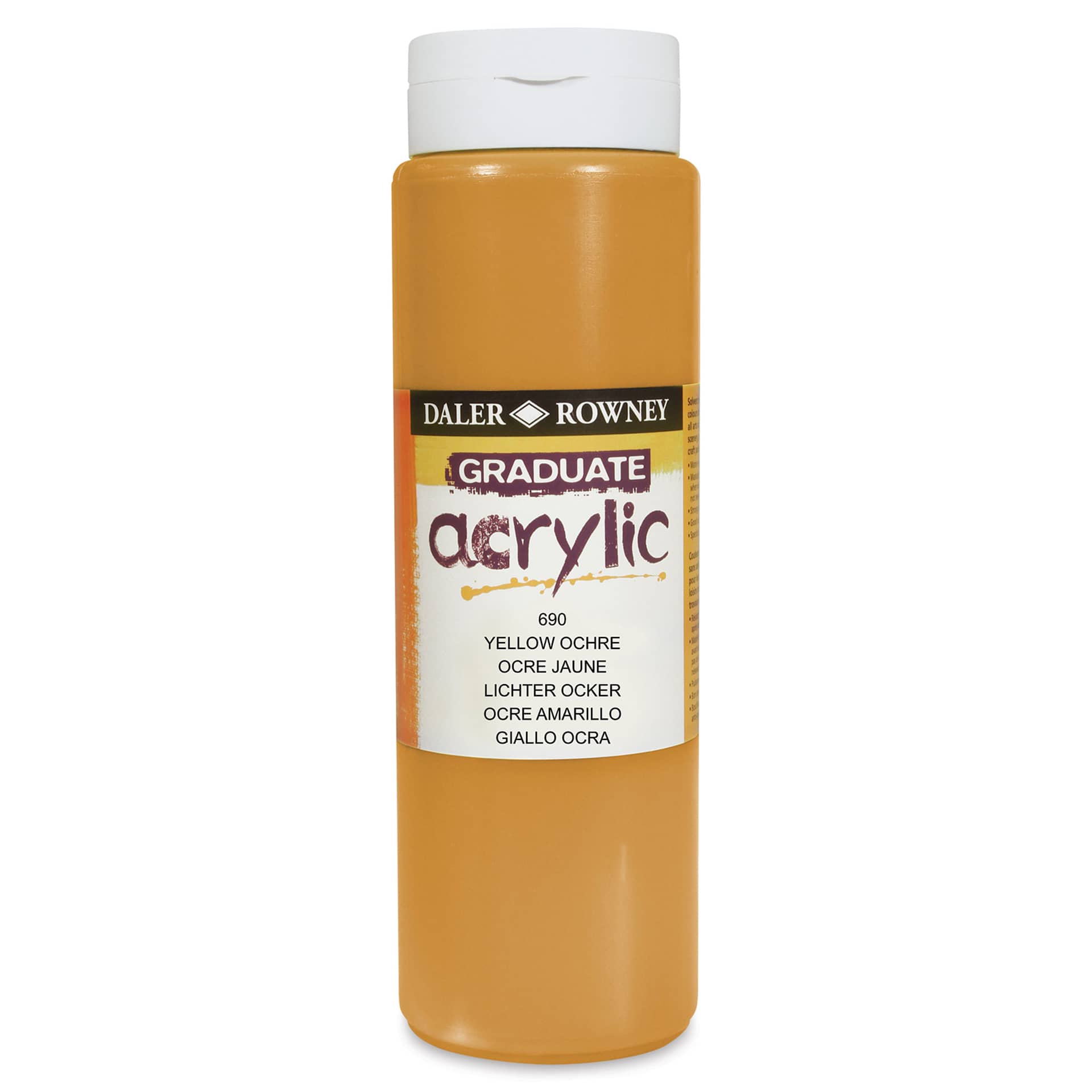 Daler-Rowney Graduate Acrylics - Yellow Ochre, 500 ml bottle