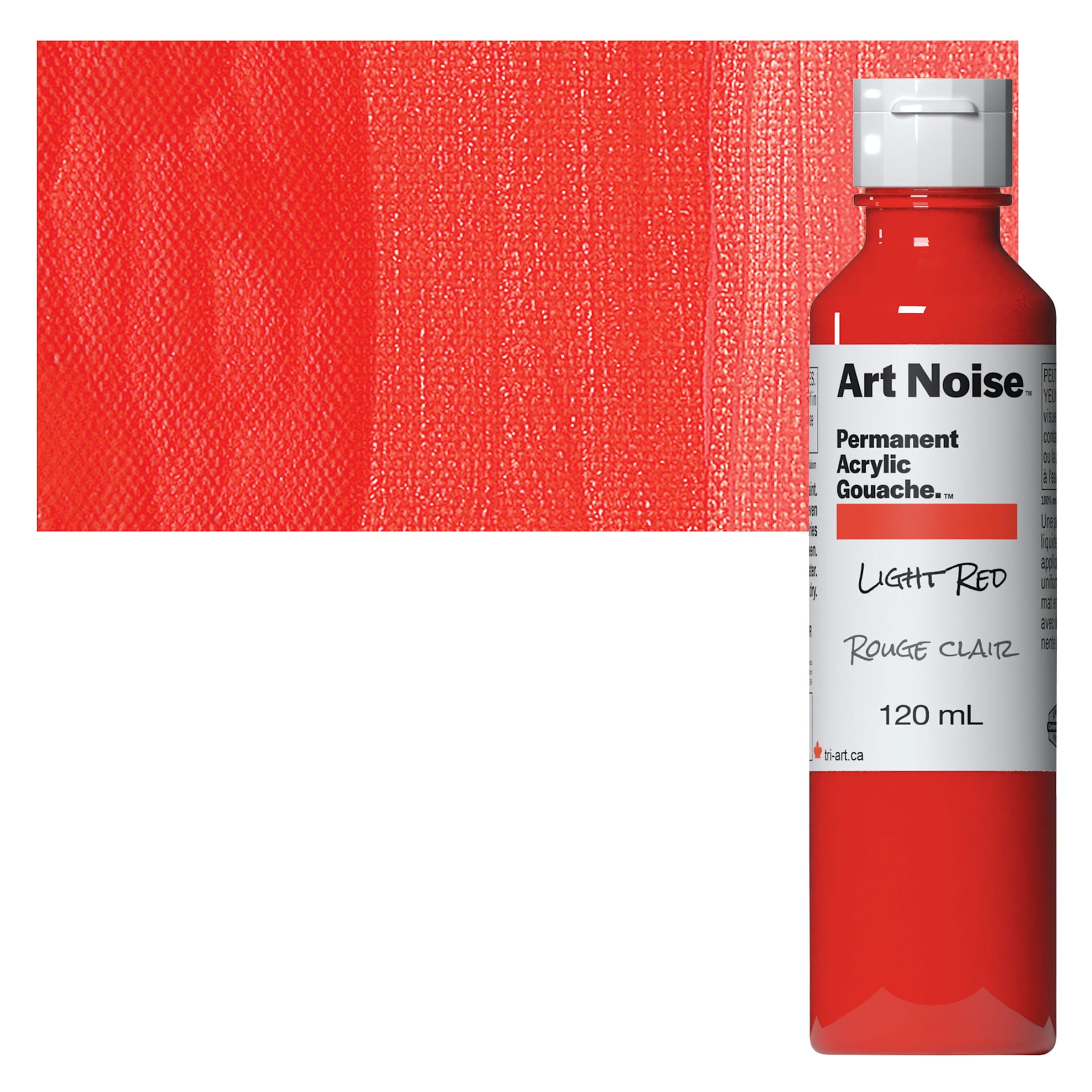 Tri-Art Art Noise Permanent Acrylic Gouache - Light Red, 120 ml, Bottle and swatch