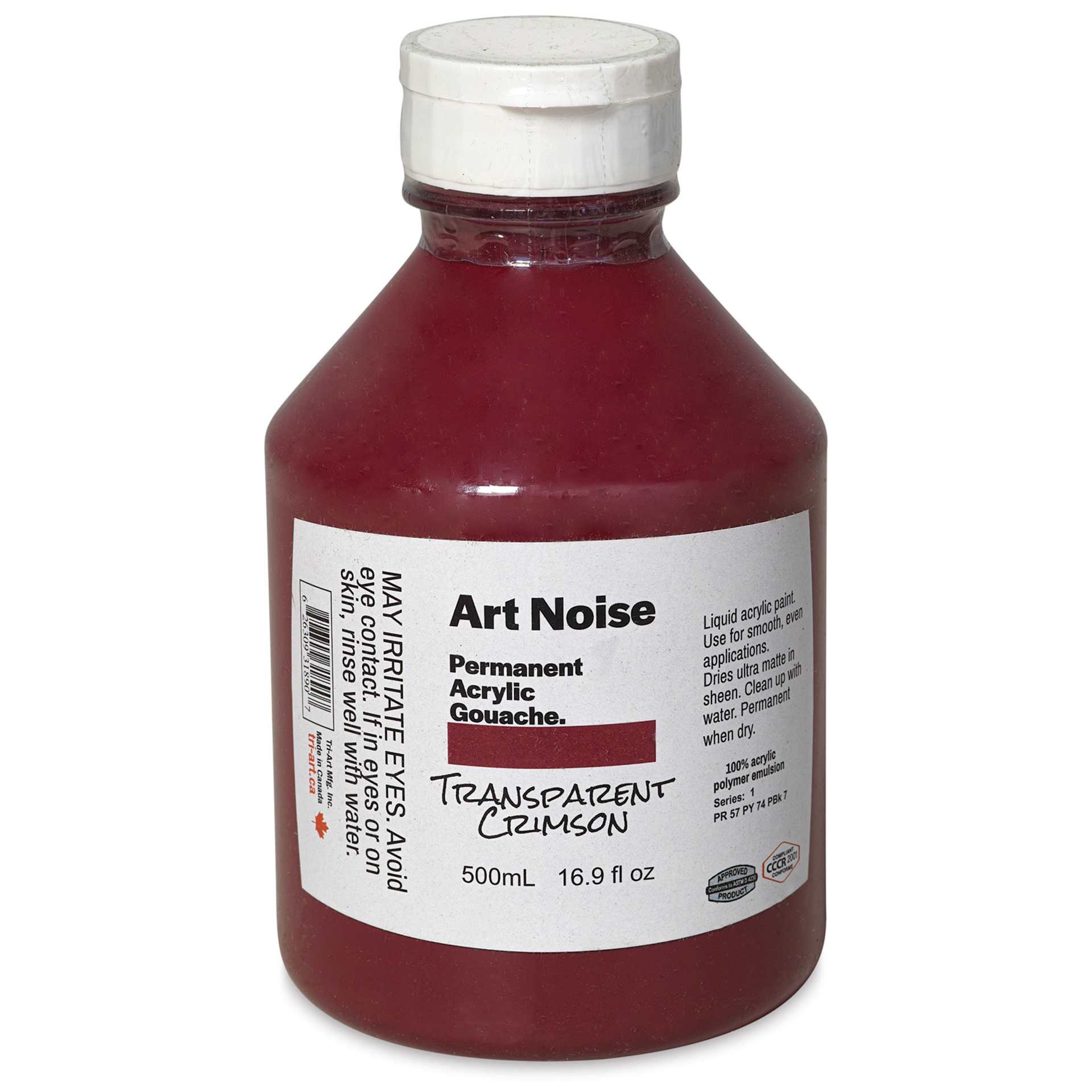Tri-Art Art Noise Permanent Acrylic Gouache - Transparent Crimson, 500 ml, Bottle