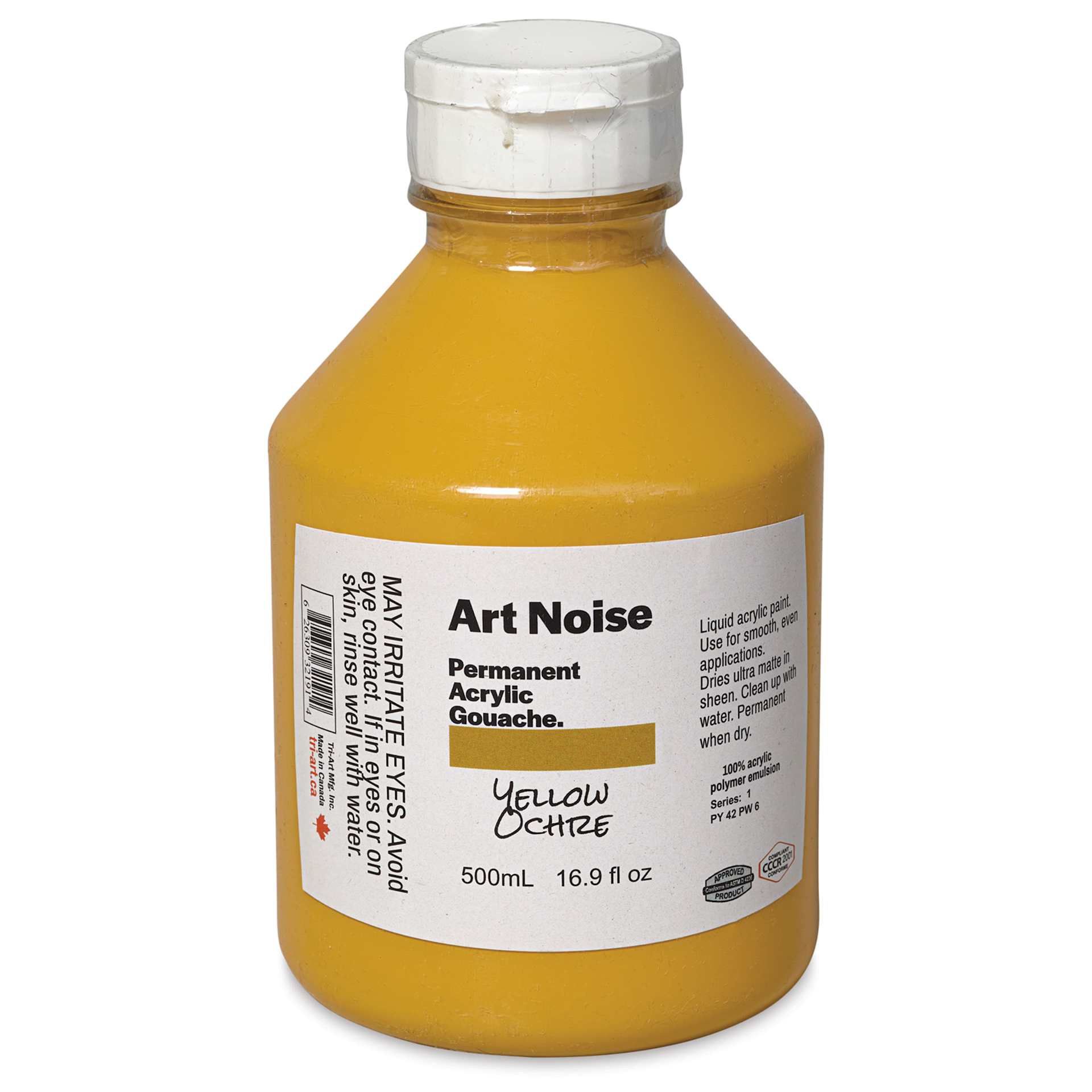 Tri-Art Art Noise Permanent Acrylic Gouache - Yellow Ochre, 500 ml, Bottle
