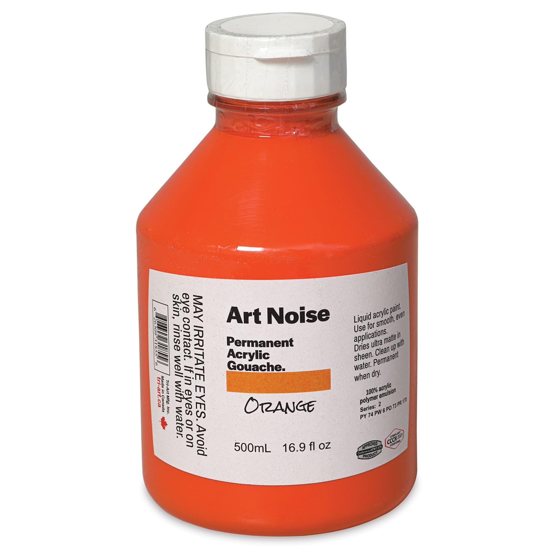 Tri-Art Art Noise Permanent Acrylic Gouache - Orange, 500 ml, Bottle