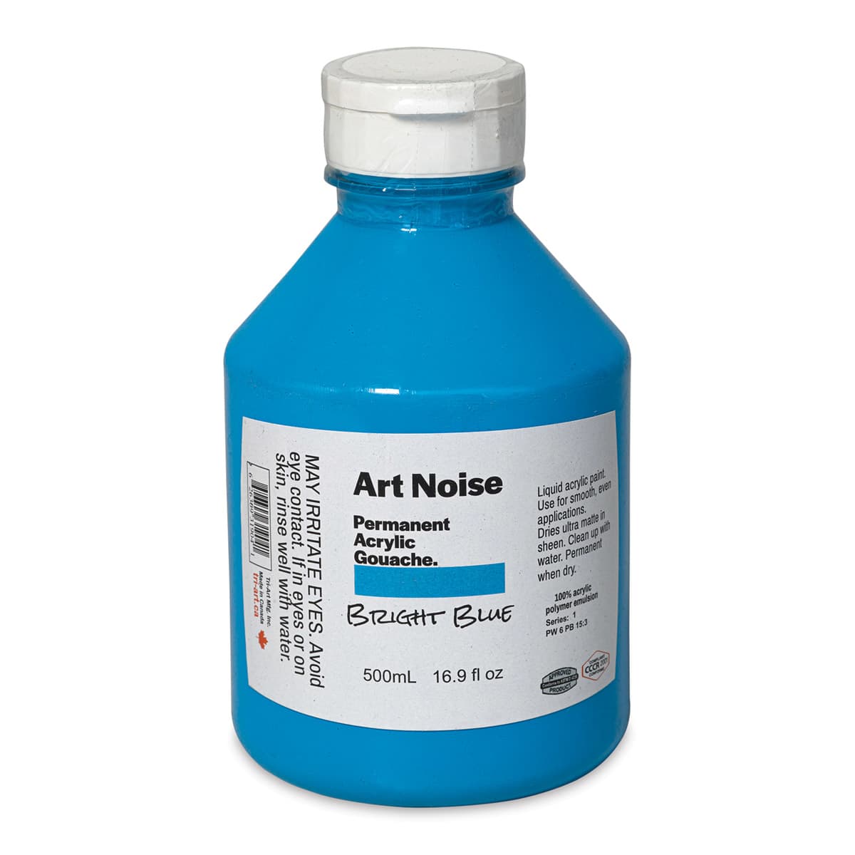 Tri-Art Art Noise Permanent Acrylic Gouache - Bright Blue, 500 ml, Bottle