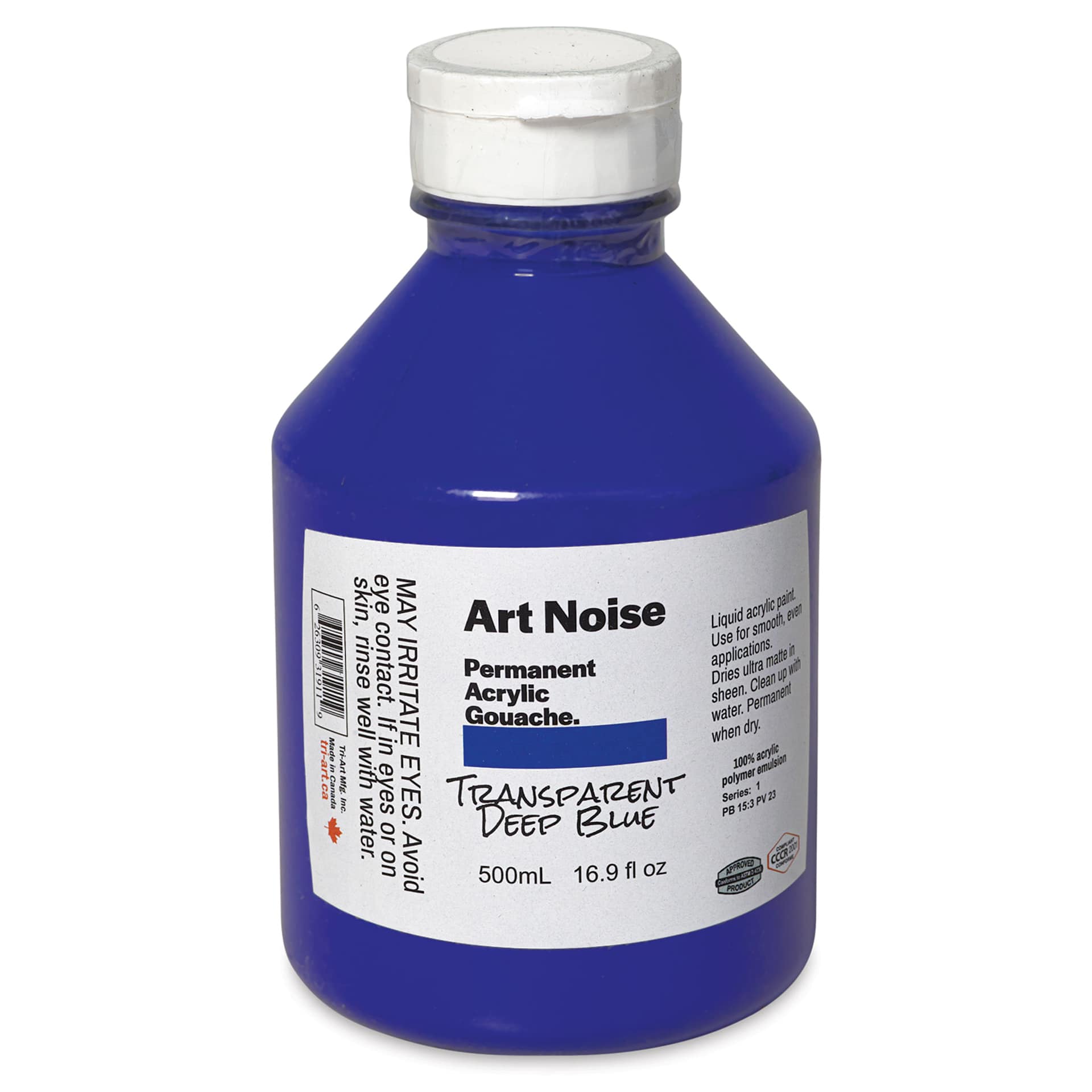 Tri-Art Art Noise Permanent Acrylic Gouache - Transparent Deep Blue, 500 ml, Bottle