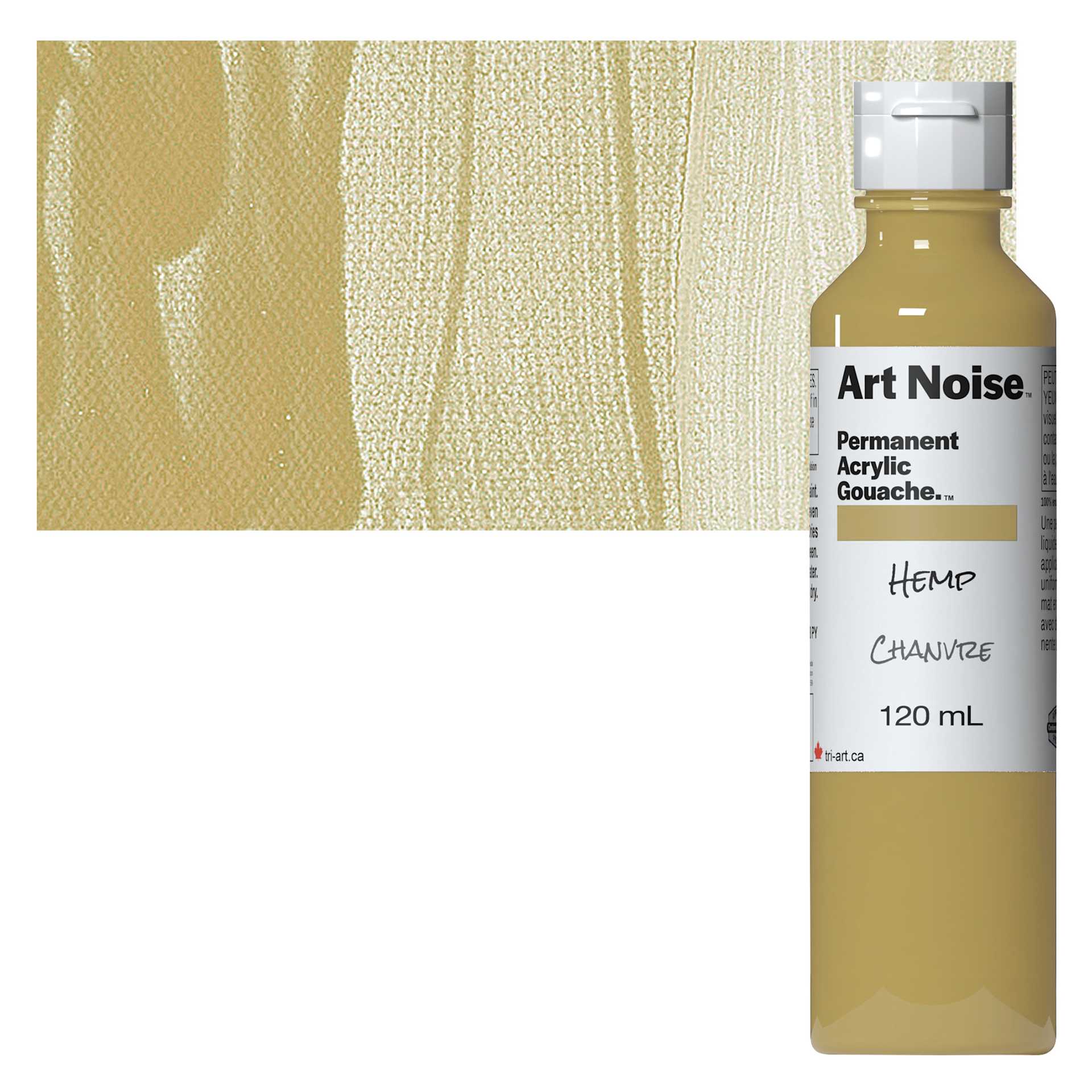 Tri-Art Art Noise Permanent Acrylic Gouache - Hemp, 120 ml, Bottle and swatch