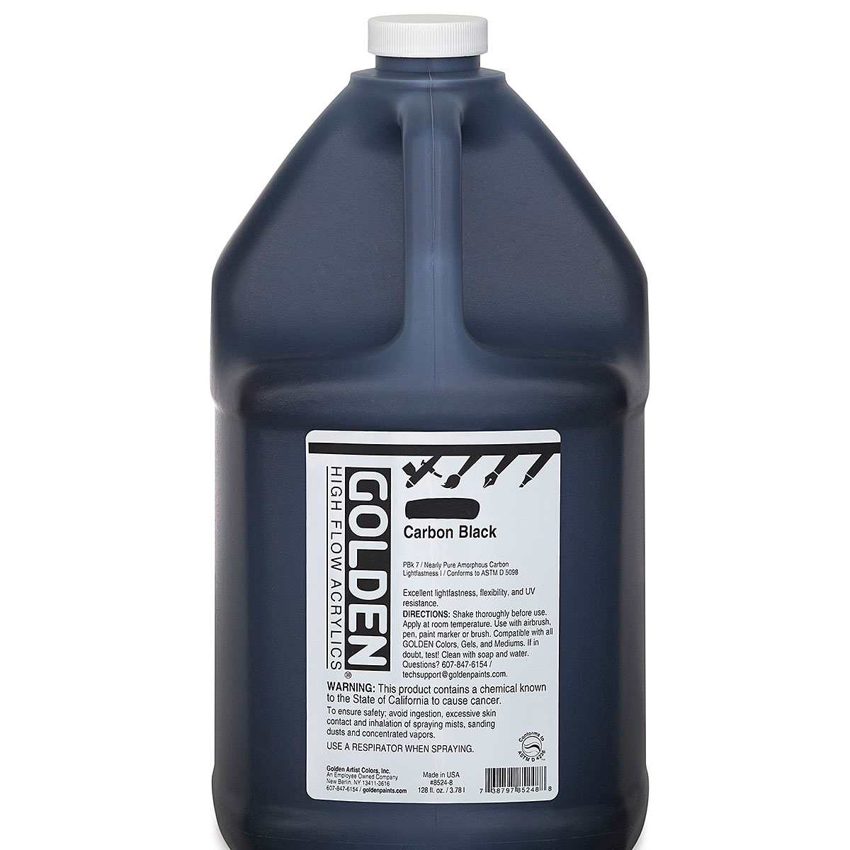 Golden High Flow Acrylics - Carbon Black, 128 oz bottle
