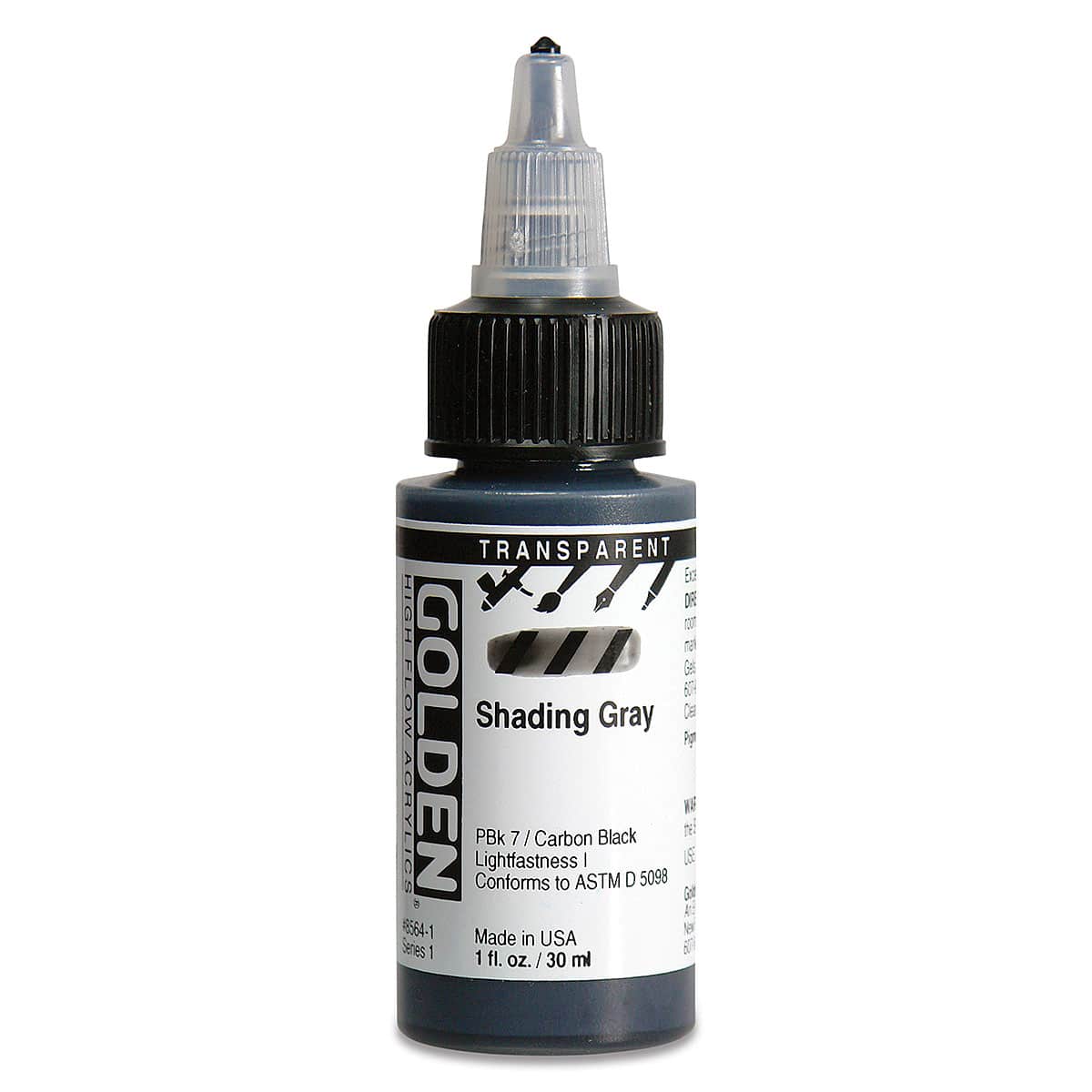 Golden High Flow Acrylics - Transparent Shading Gray, 1 oz bottle