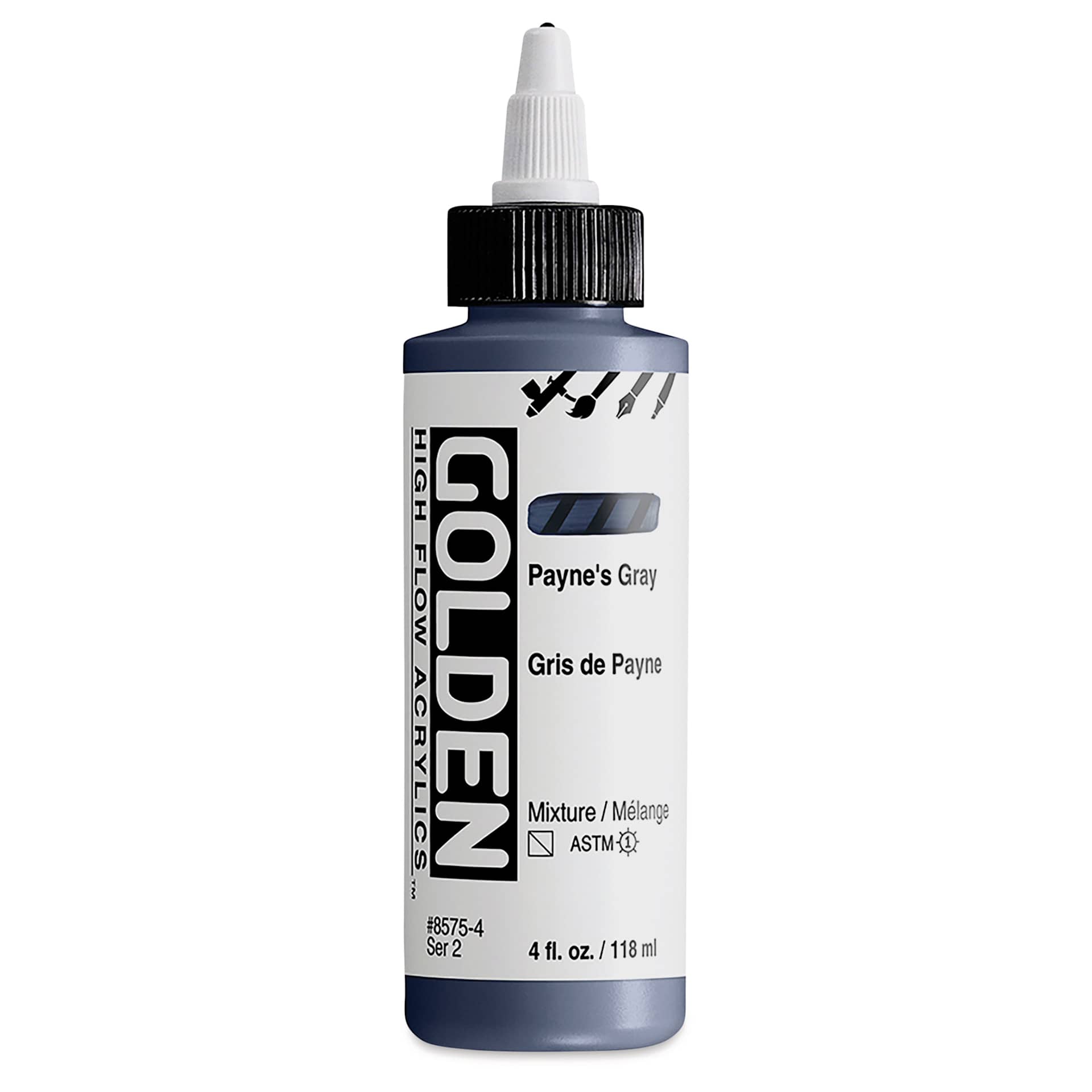 Golden High Flow Acrylics - Payne's Gray, 4 oz bottle