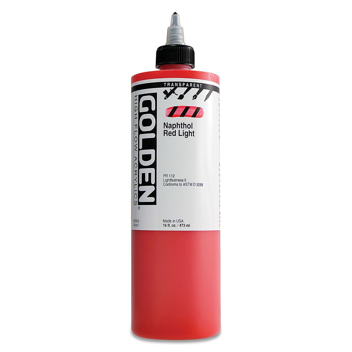 Golden High Flow Acrylics - Transparent Naphthol Red Light, 16 oz bottle