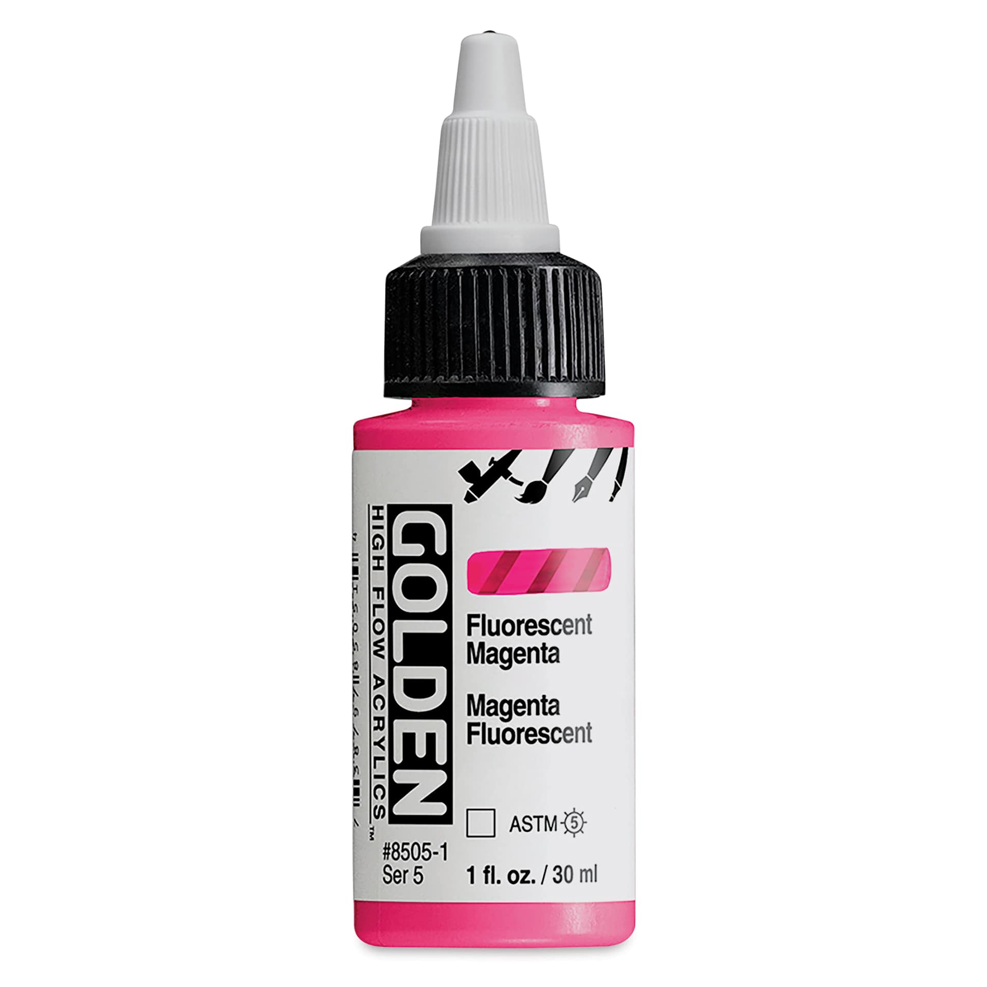 Golden High Flow Acrylics - Fluorescent Magenta, 1 oz bottle