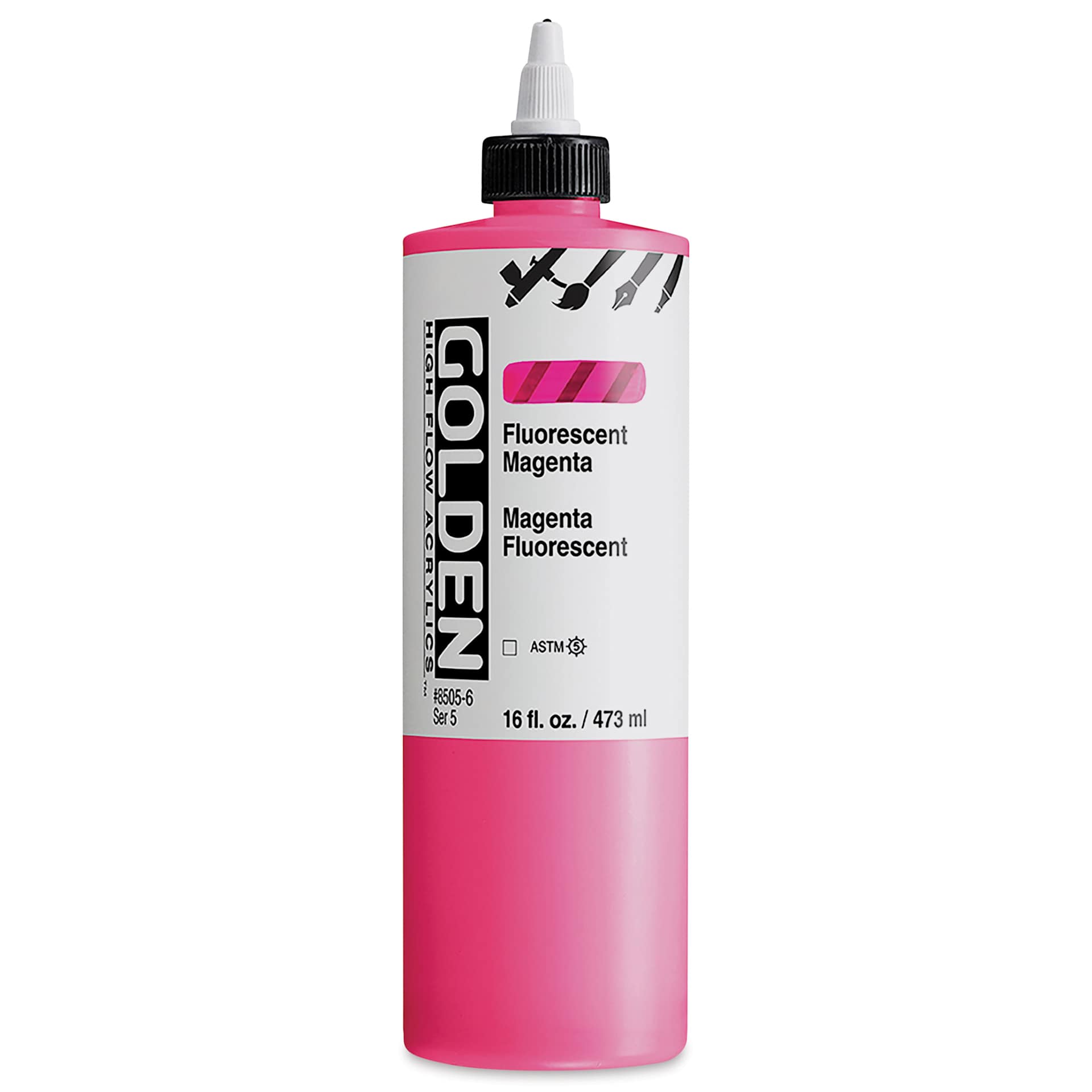 Golden High Flow Acrylics - Fluorescent Magenta, 16 oz bottle
