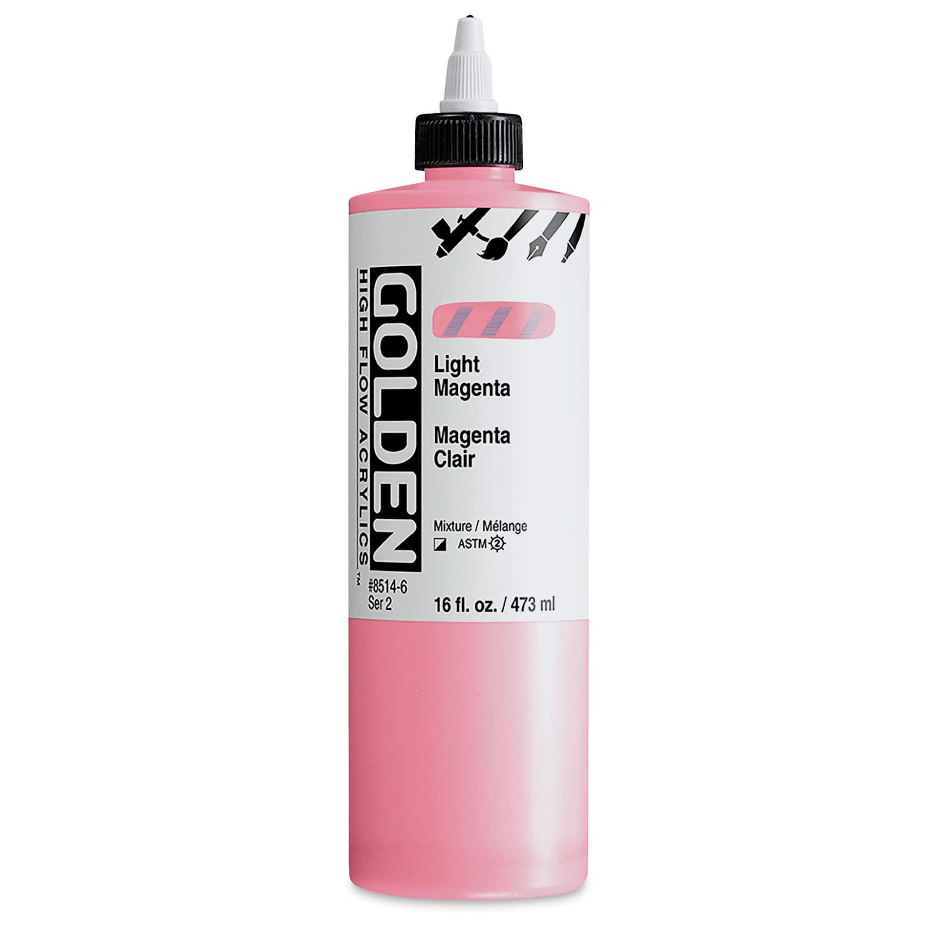 Golden High Flow Acrylics - Light Magenta, 16 oz bottle