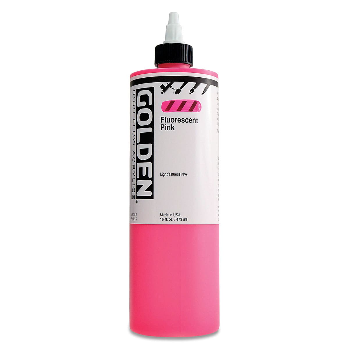 Golden High Flow Acrylics - Fluorescent Pink, 16 oz bottle