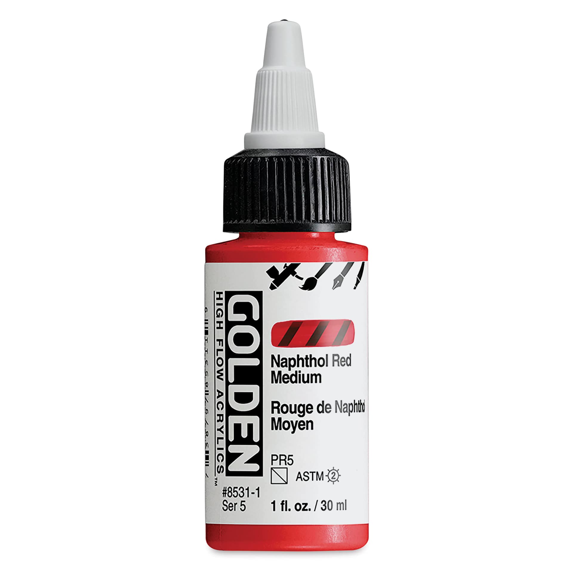 Golden High Flow Acrylics - Naphthol Red Medium, 1 oz bottle