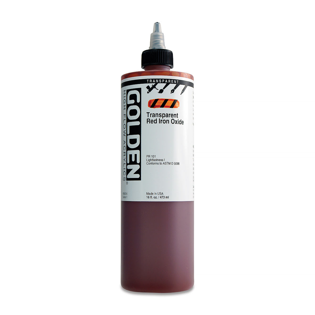 Golden High Flow Acrylics - Transparent Red Iron Oxide, 16 oz bottle