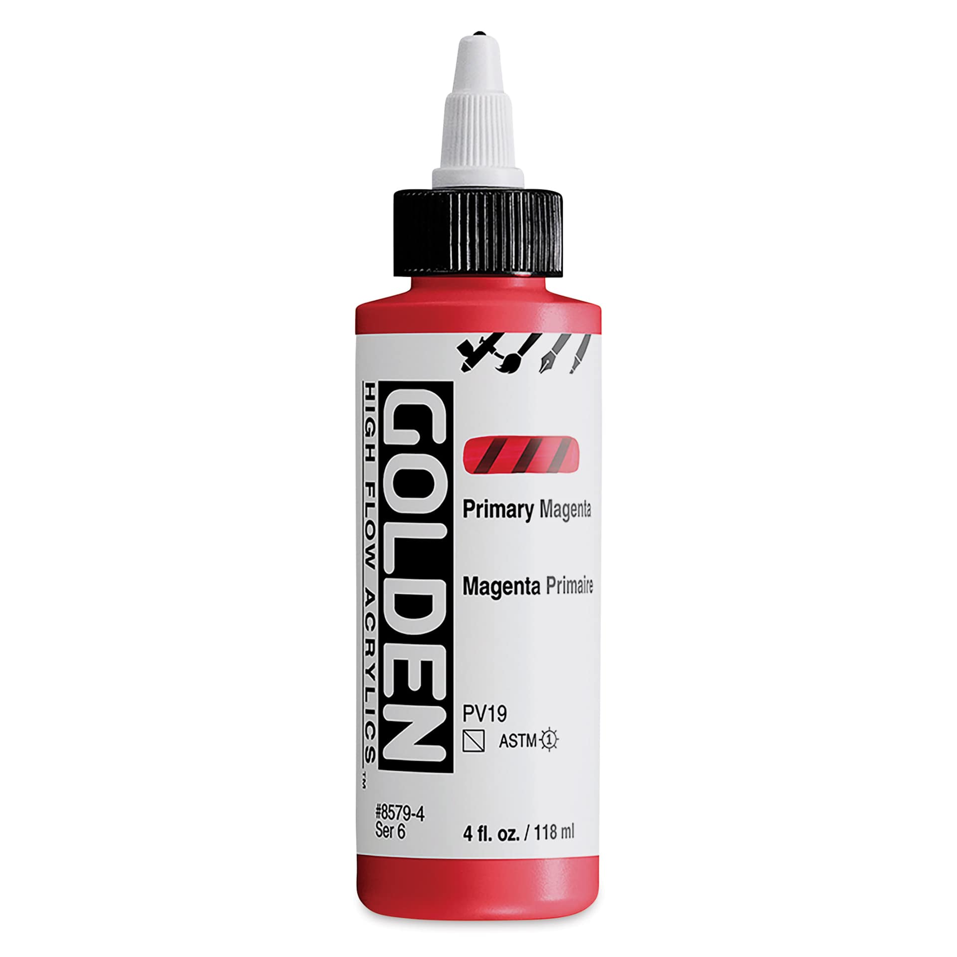 Golden High Flow Acrylics - Primary Magenta, 4 oz bottle