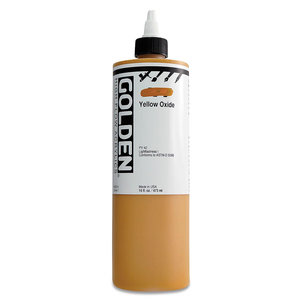 Golden High Flow Acrylics - Yellow Oxide, 16 oz bottle