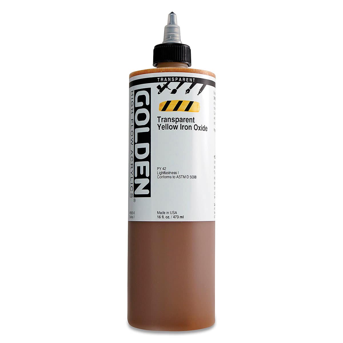 Golden High Flow Acrylics - Transparent Yellow Iron Oxide, 16 oz bottle