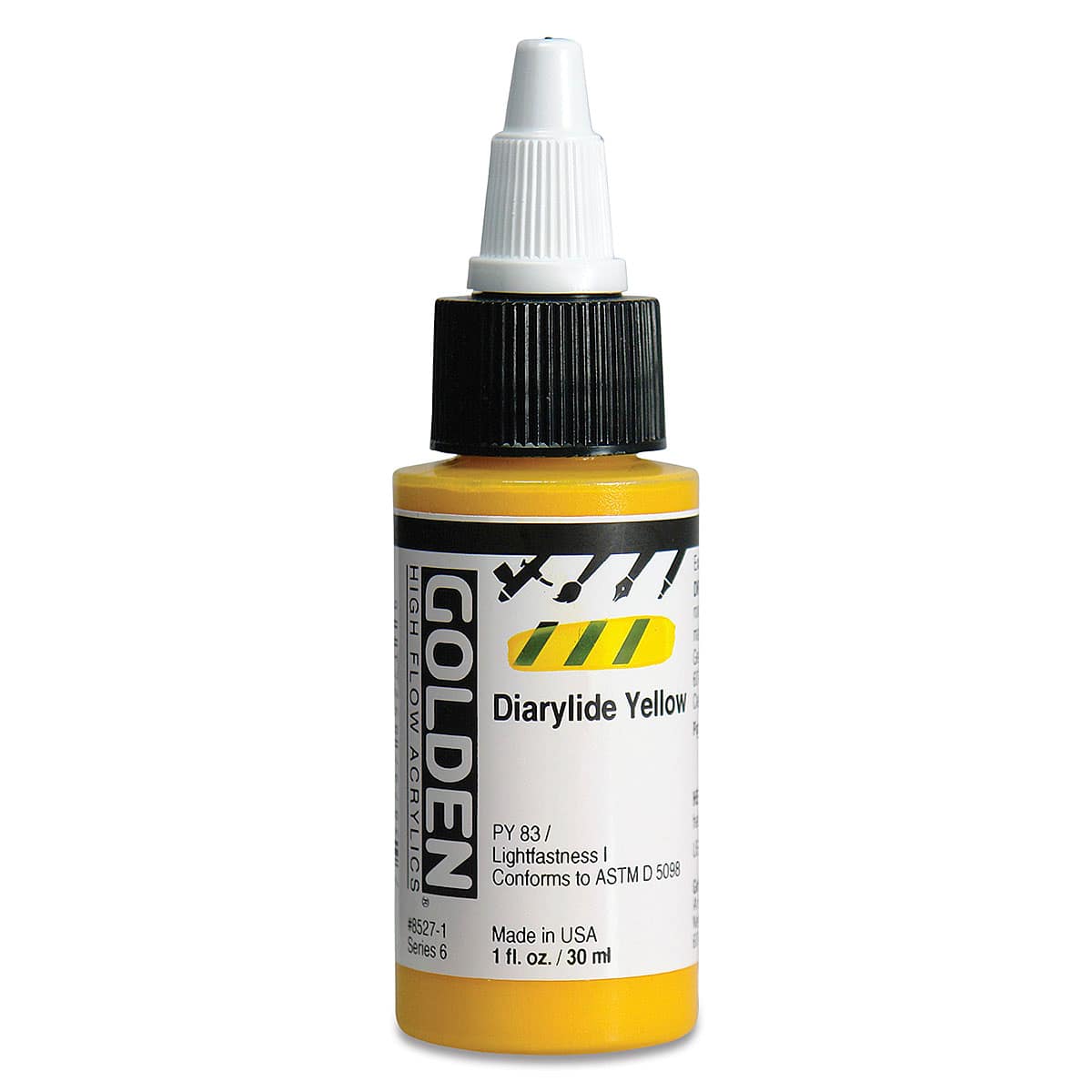Golden High Flow Acrylics - Diarylide Yellow, 1 oz bottle