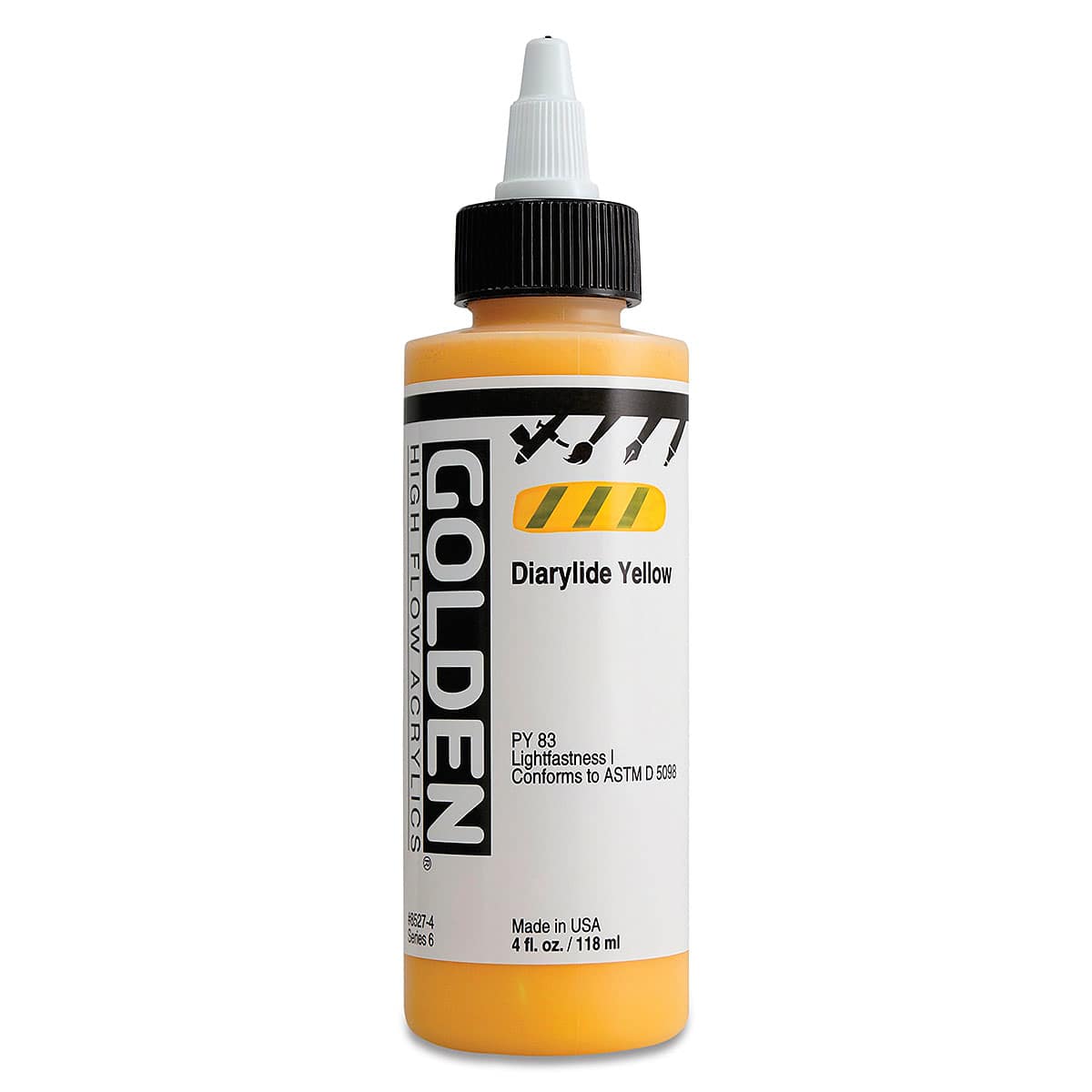 Golden High Flow Acrylics - Diarylide Yellow, 4 oz bottle