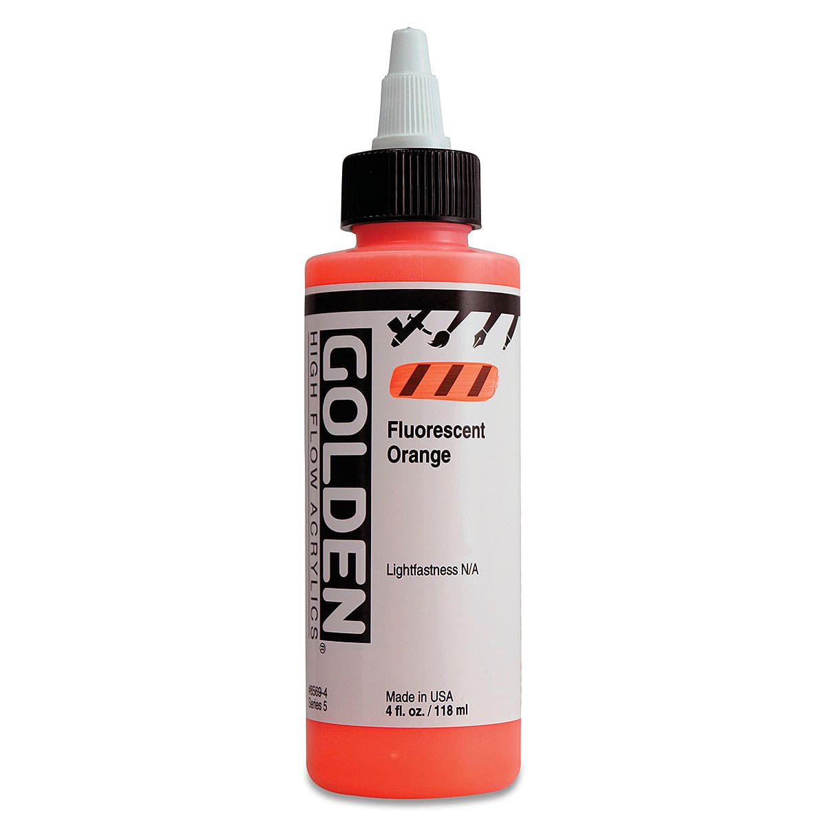 Golden High Flow Acrylics - Fluorescent Orange, 4 oz bottle