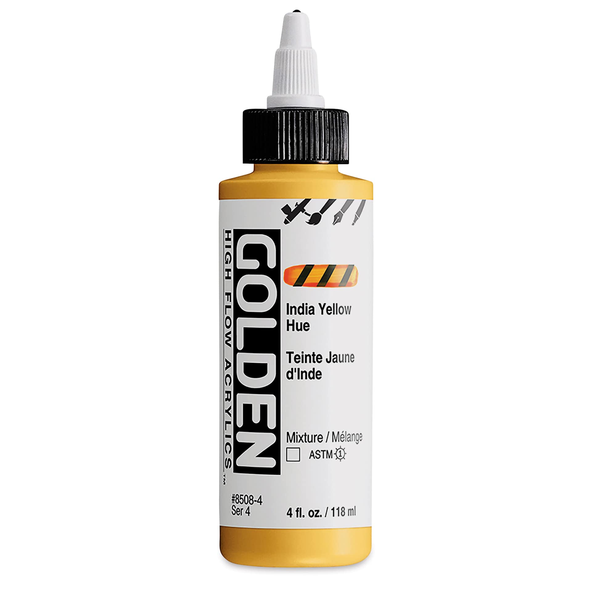 Golden High Flow Acrylics - Indian Yellow Hue, 4 oz bottle