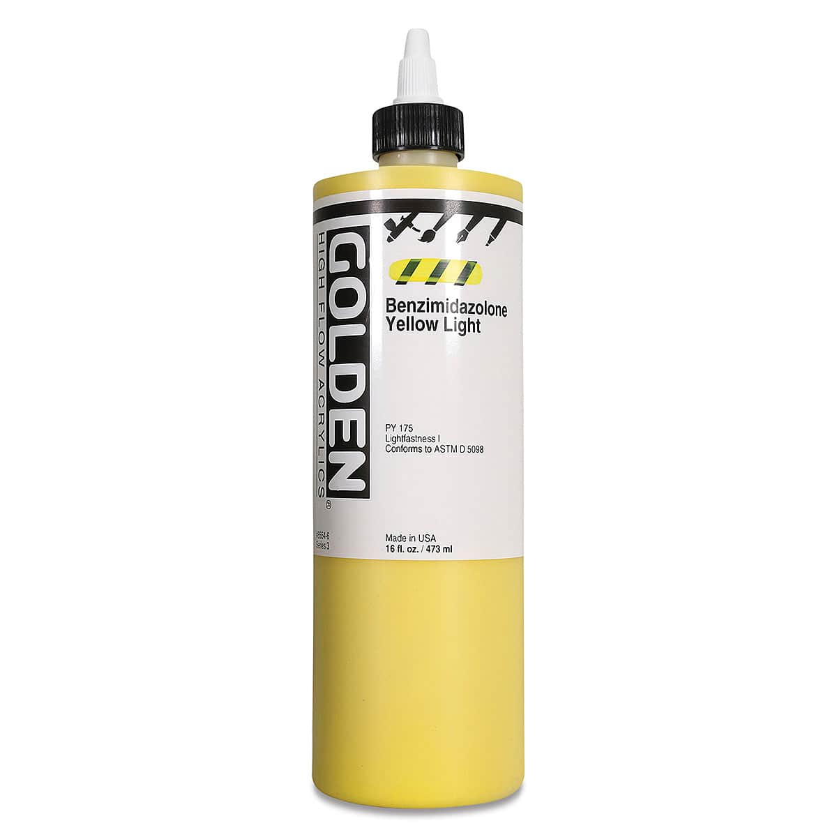 Golden High Flow Acrylics - Benzimidazolone Yellow Light, 16 oz bottle