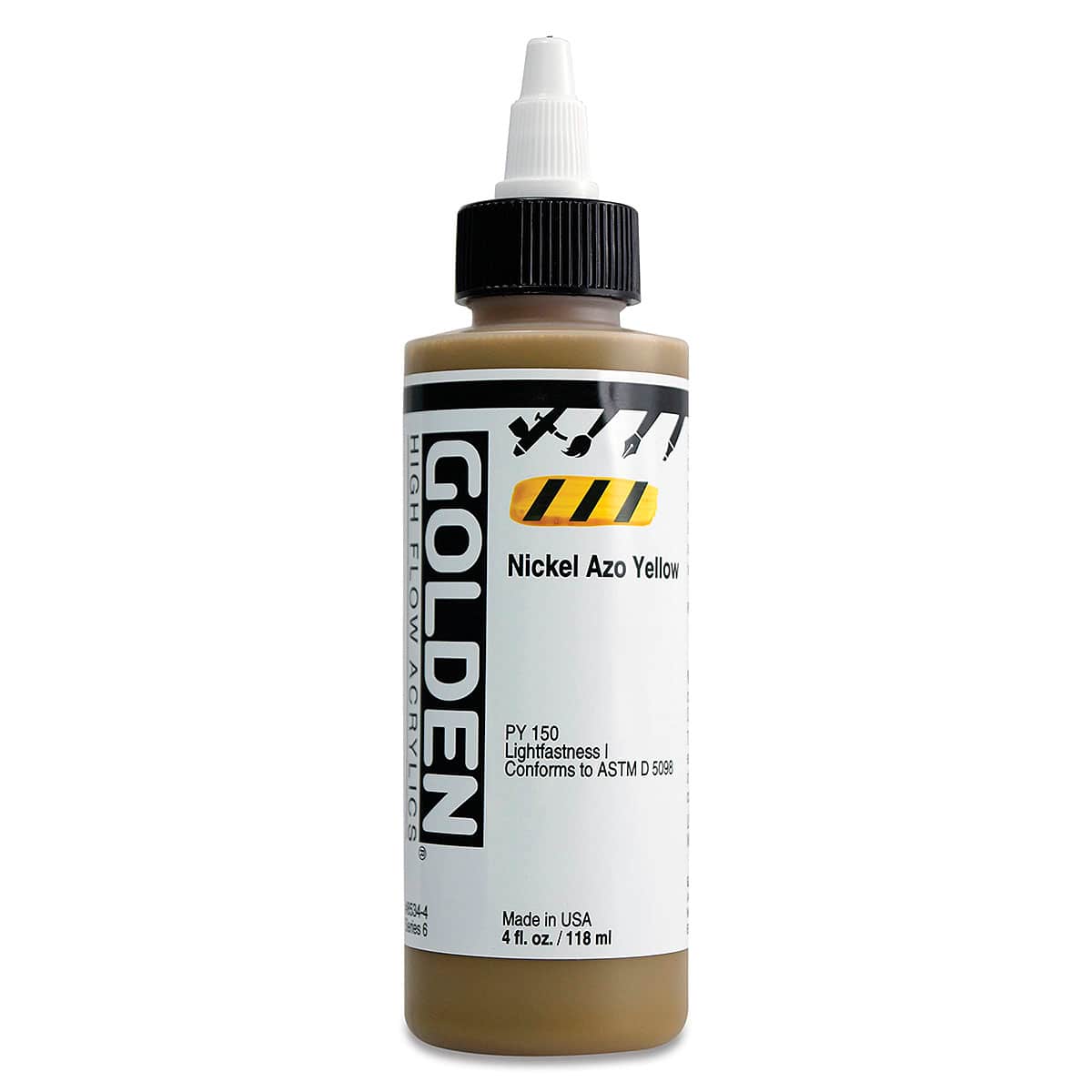 Golden High Flow Acrylics - Nickel Azo Yellow, 4 oz bottle